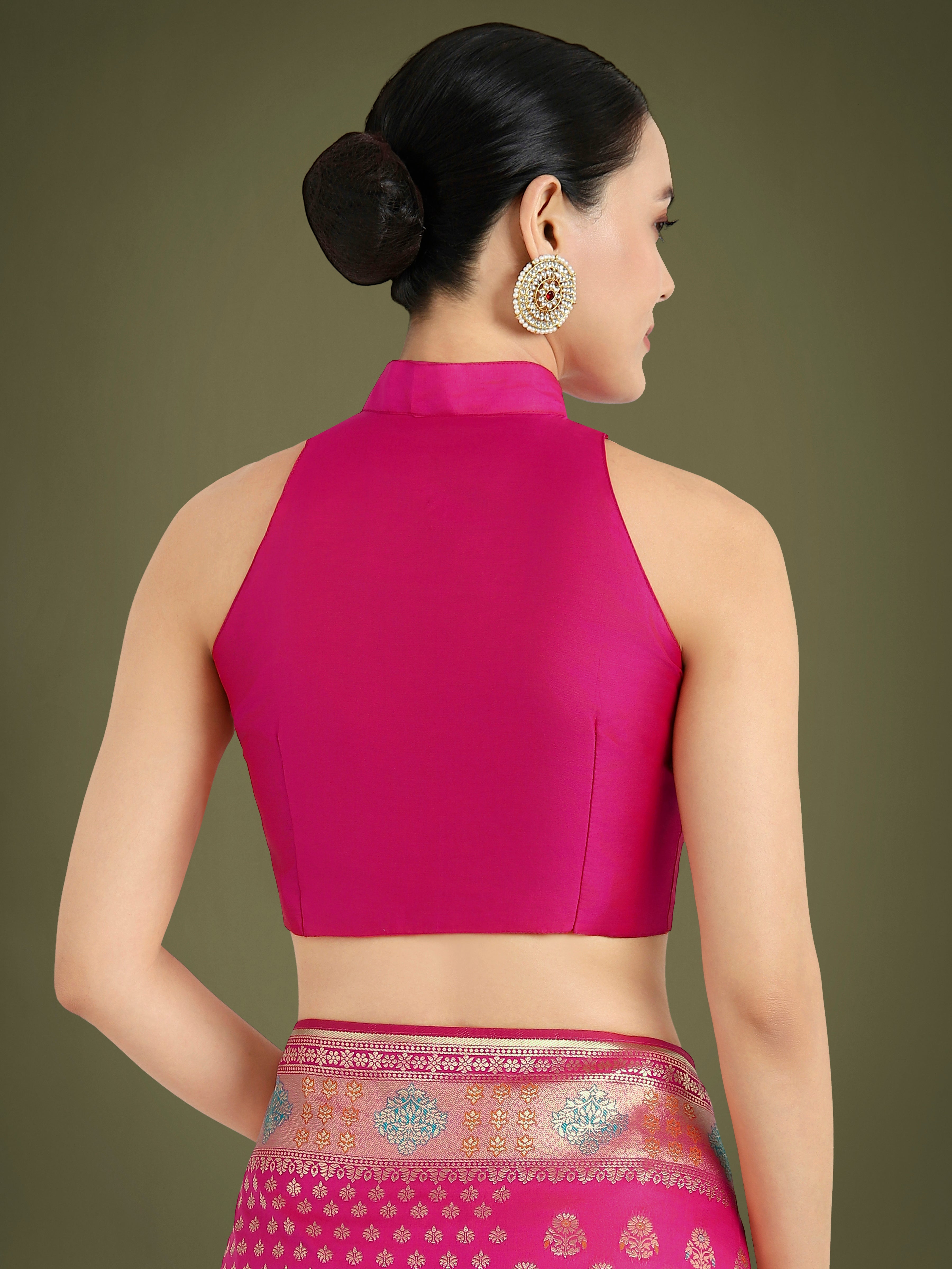 Rani Pink Colour Banarasi Silk Zari Weaving Classic Saree