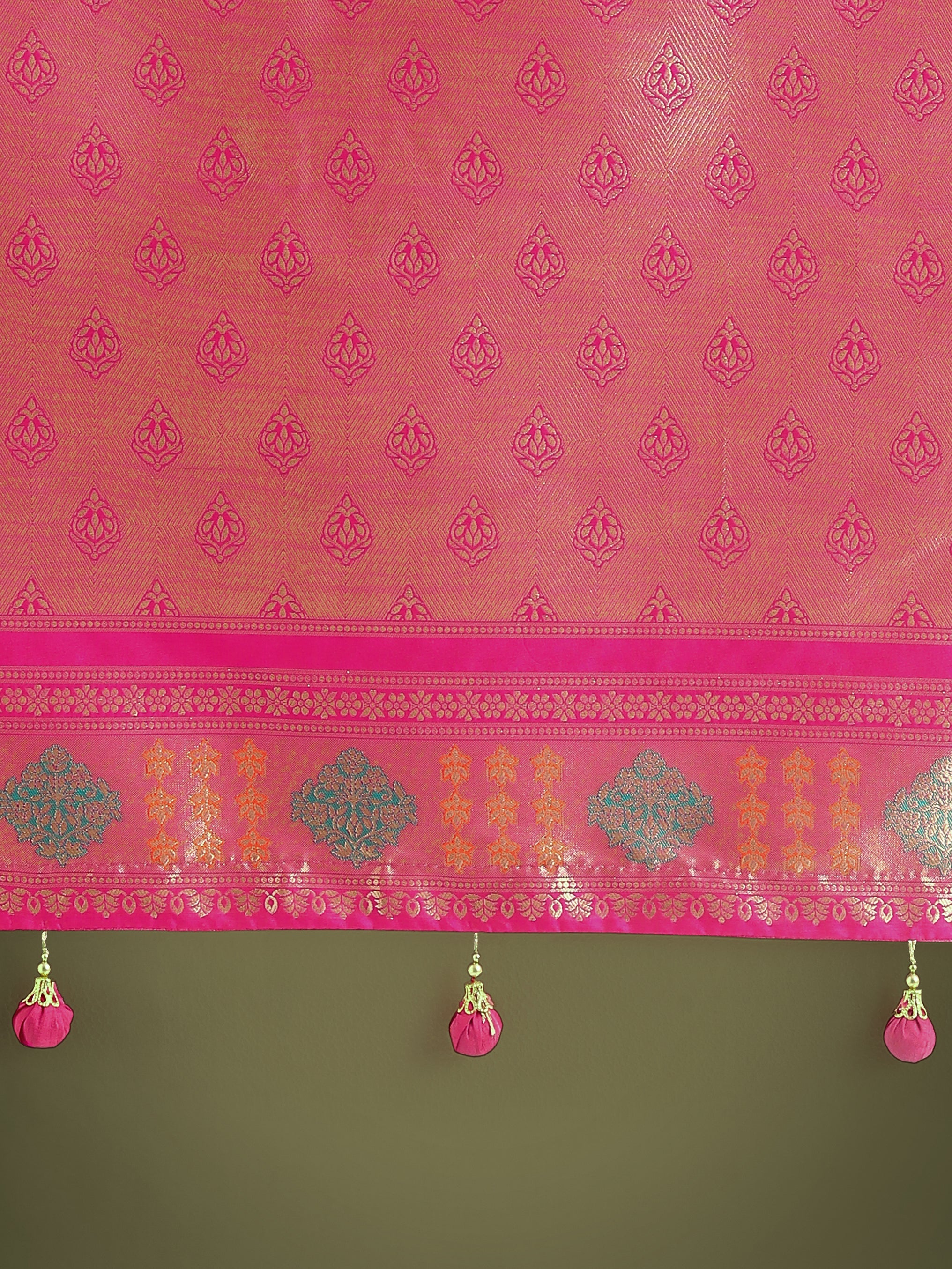 Rani Pink Colour Banarasi Silk Zari Weaving Classic Saree