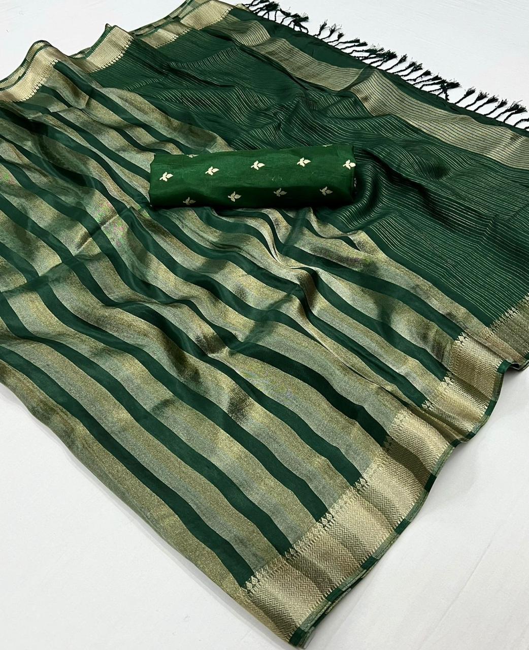 Green Traditional Zari Woven Viscose Silk Saree