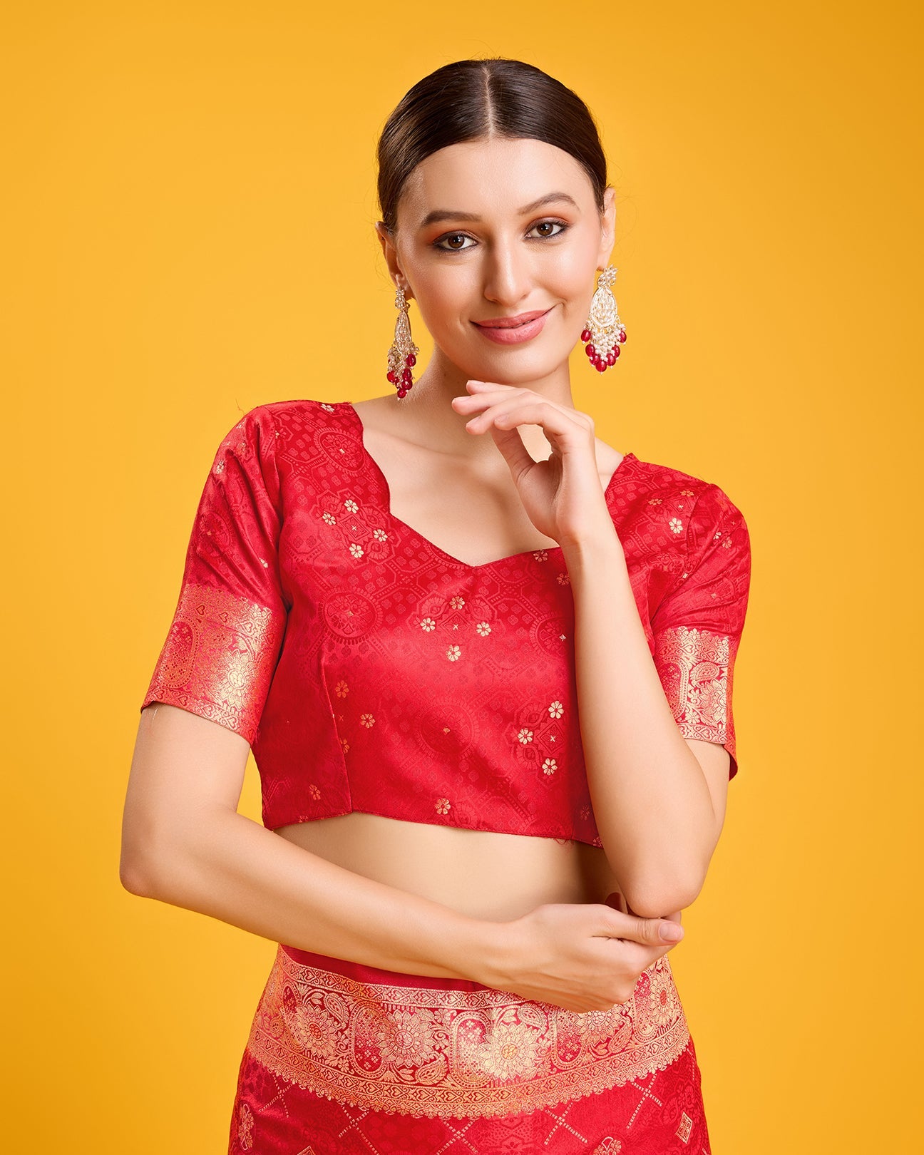 Rani Pink Banarasi Satin Silk Zari Woven Work Saree - Monjolika Fashion