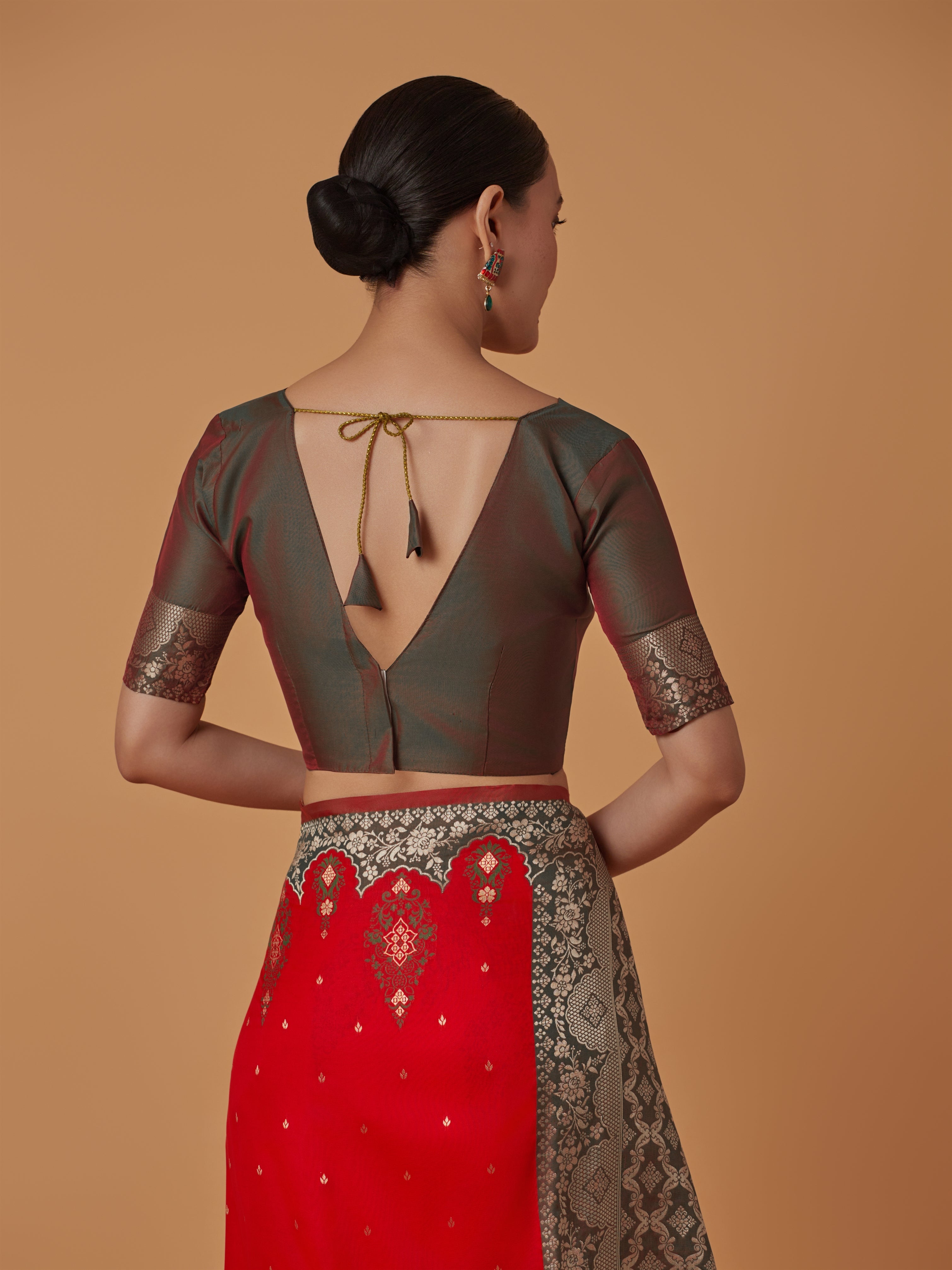 Red Banarasi Silk Blend Zari Woven Contemporary Saree