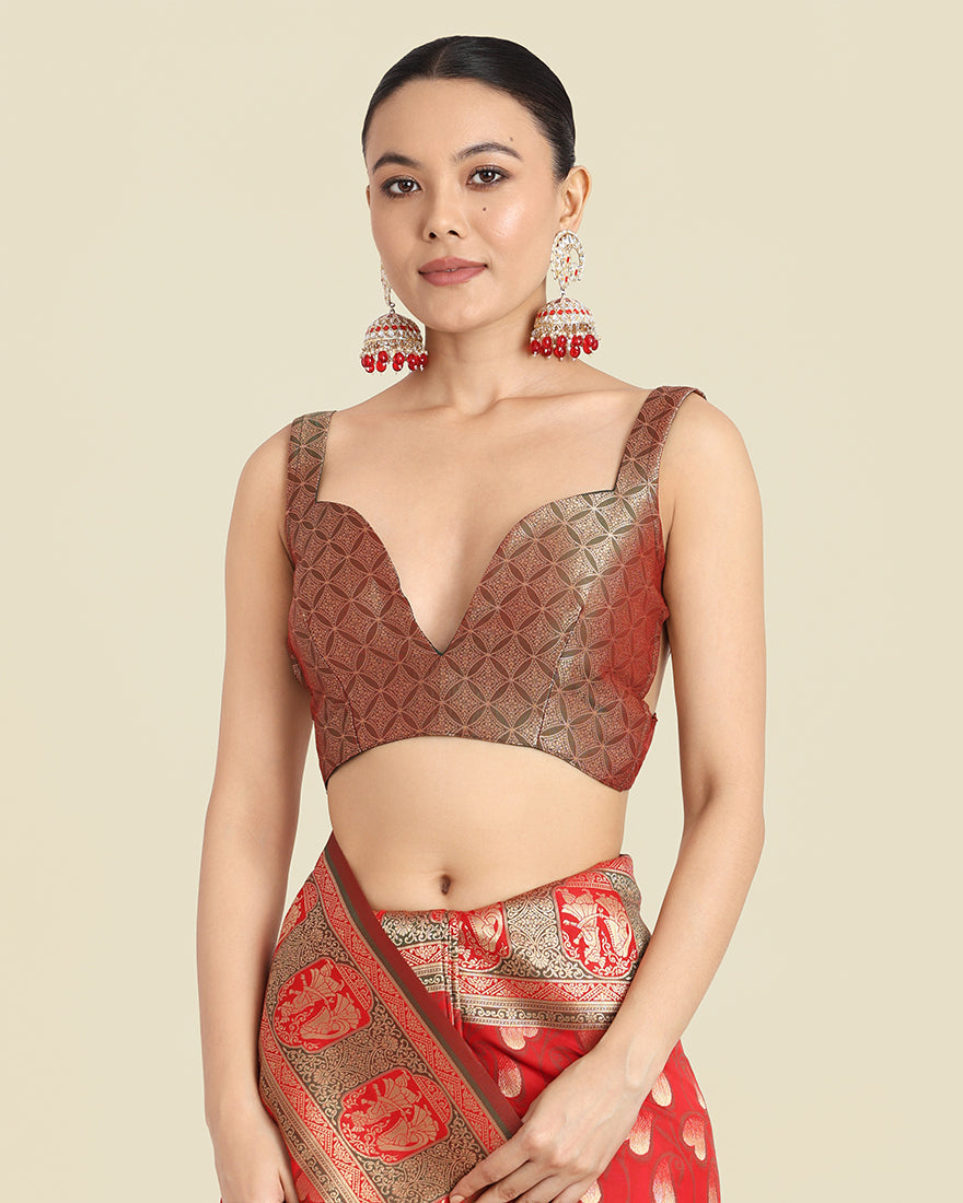 Red Banarasi Silk Weaving Work Traditional Saree