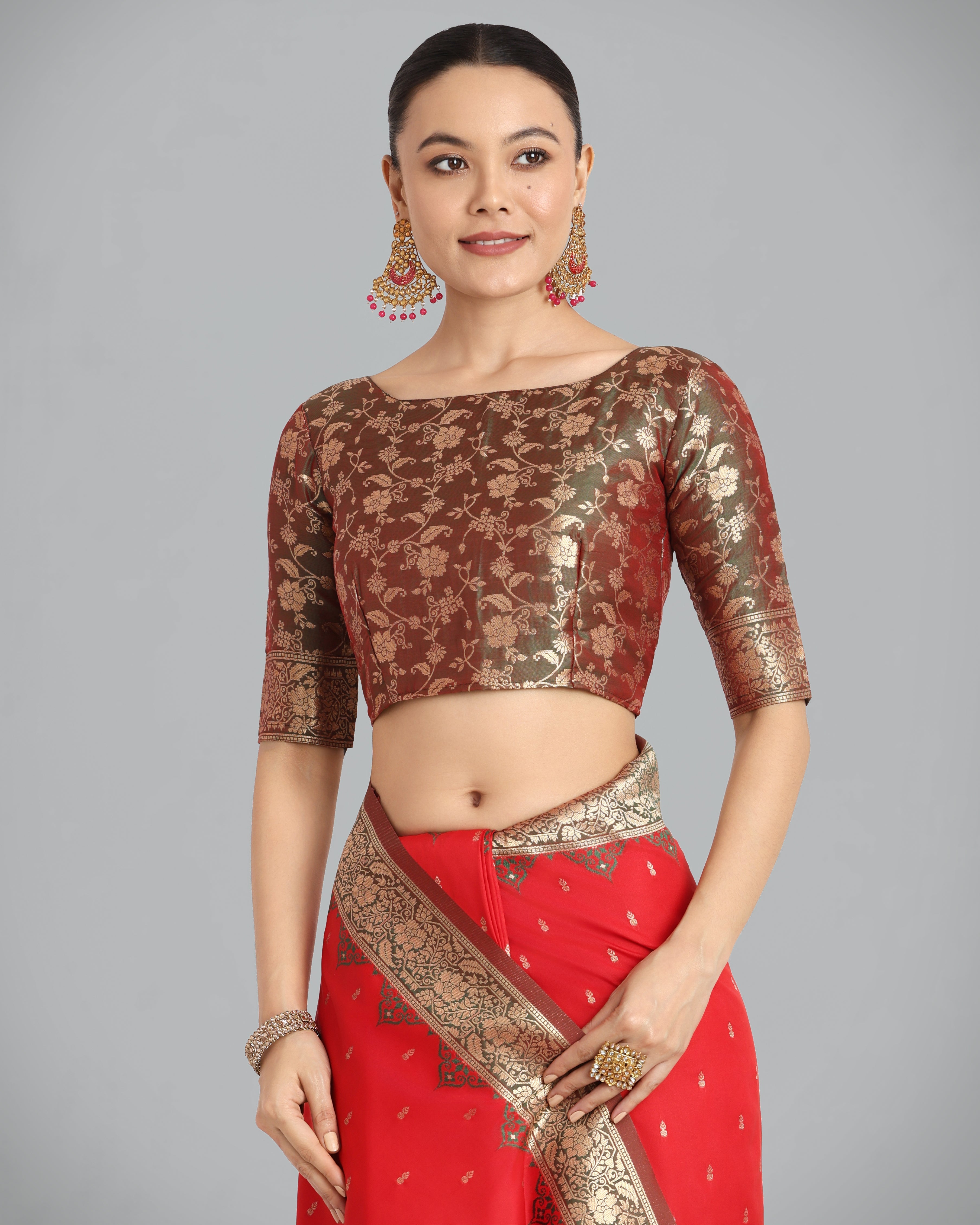 Red Banarasi Soft Silk Butti & Zari Weave Tradition Saree