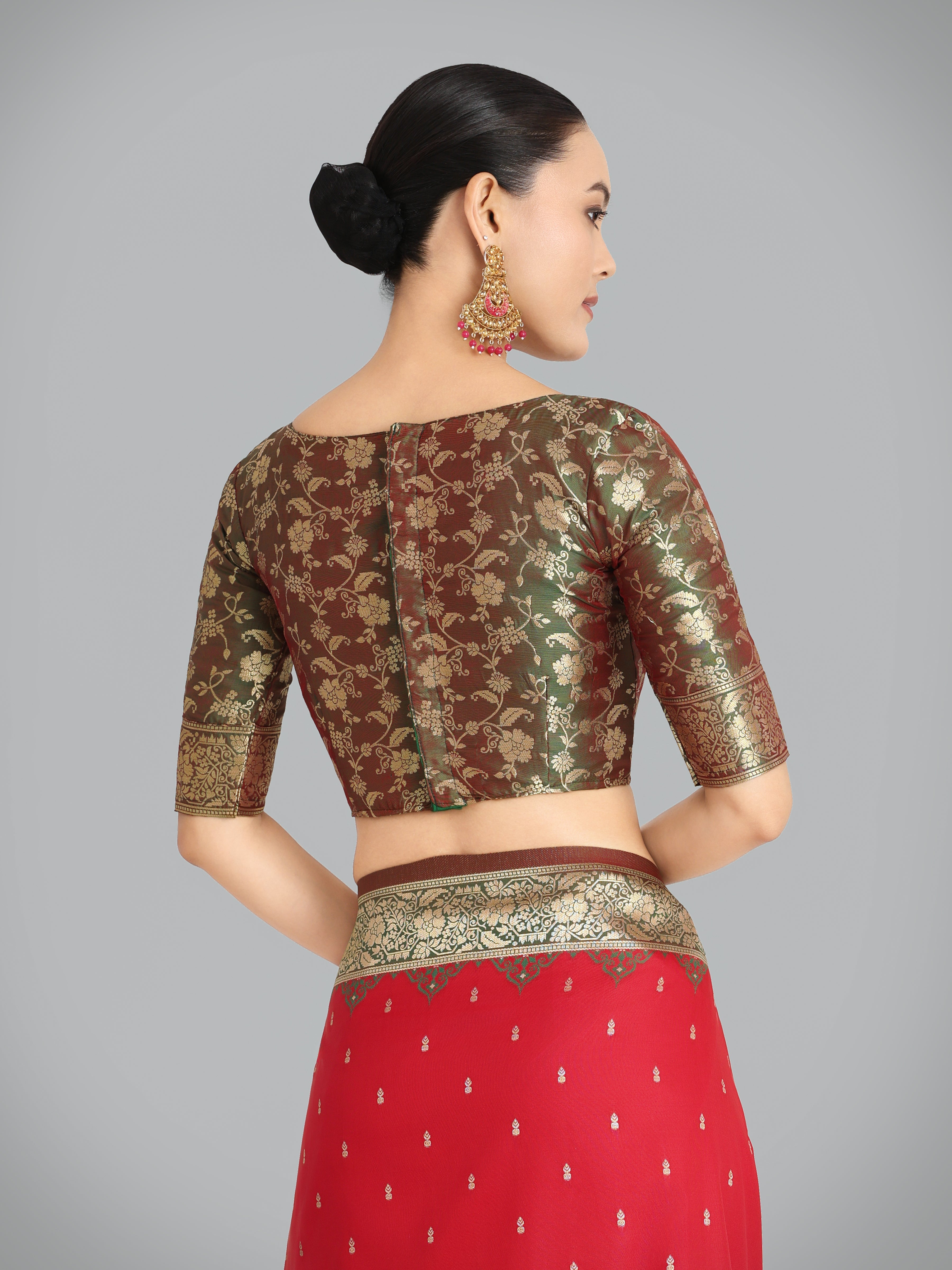 Red Banarasi Soft Silk Butti & Zari Weave Tradition Saree
