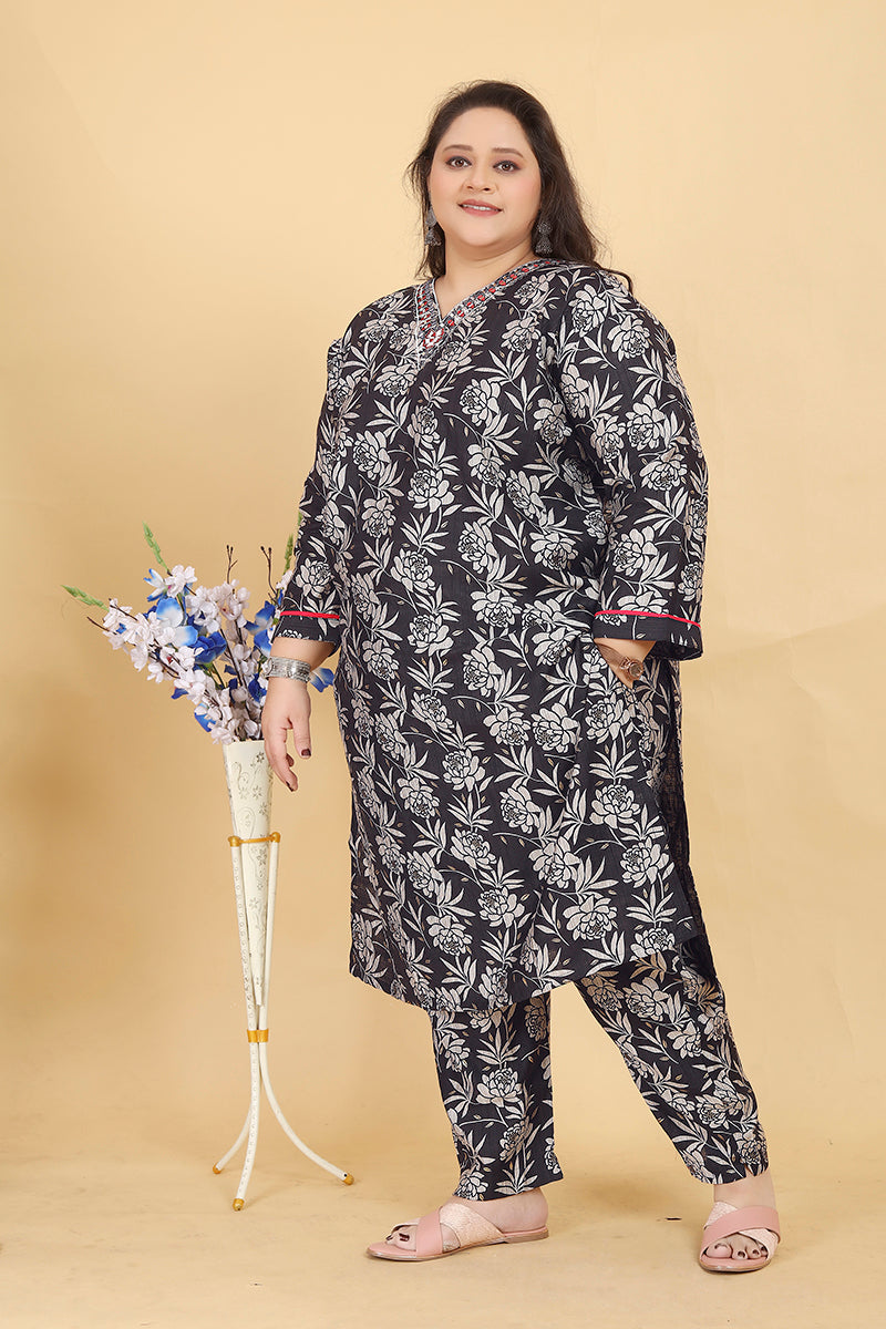 Black Lichi Viscose Handwork Classic Salwar Suit