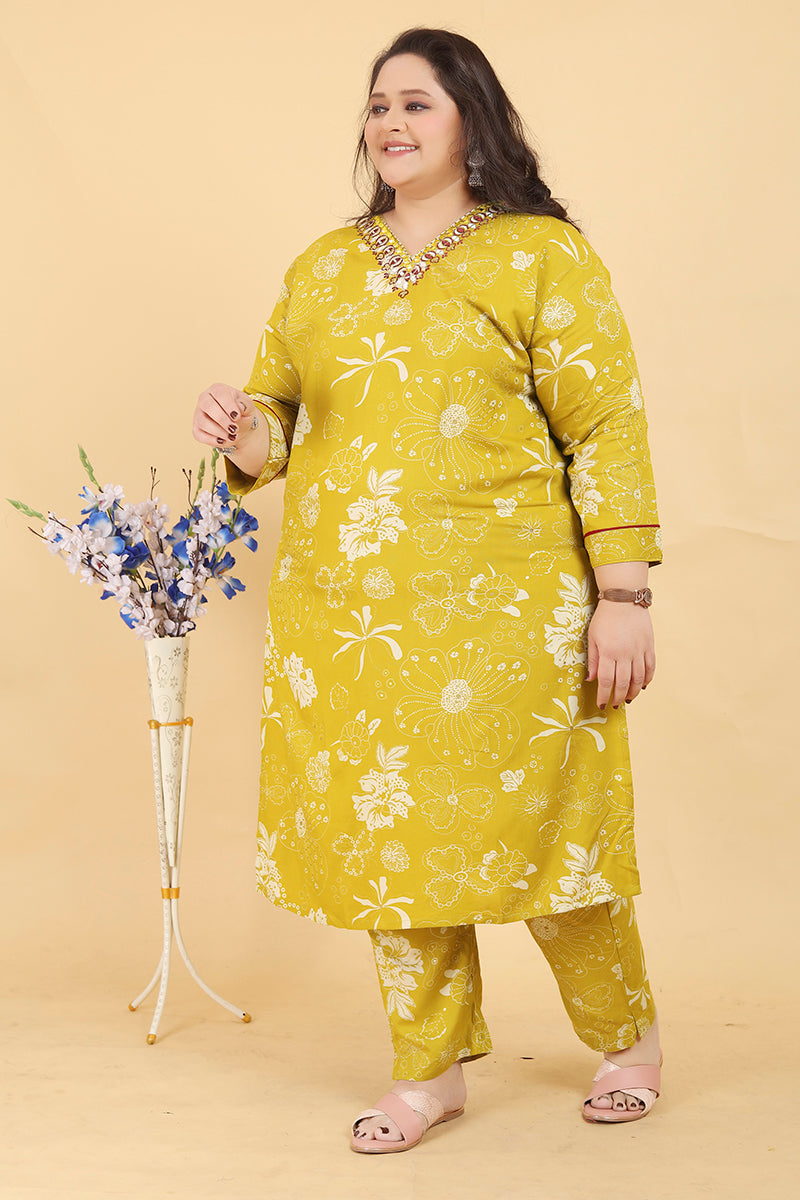Mustard Premium Rayon Handwork Classic Salwar Suit