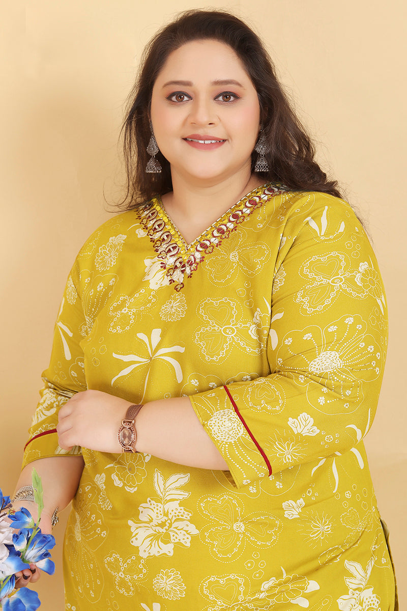 Mustard Premium Rayon Handwork Classic Salwar Suit