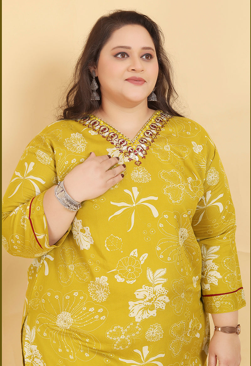 Mustard Premium Rayon Handwork Classic Salwar Suit