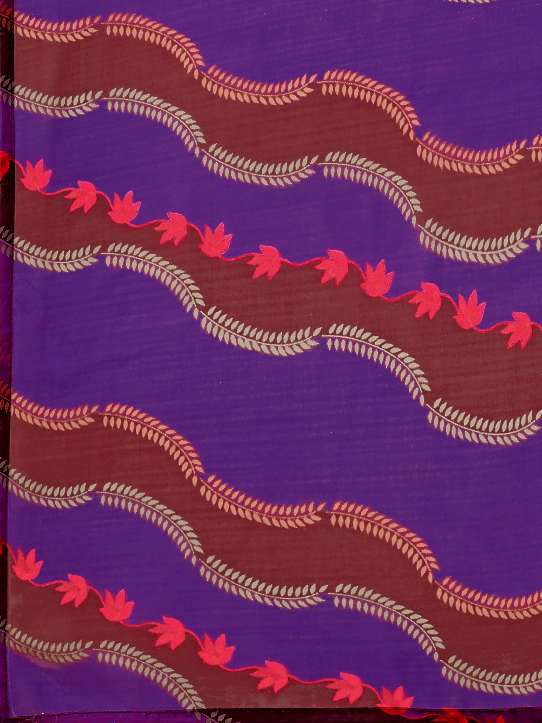 Dark Purple Printed Chinon Lehenga with Sequin Glam