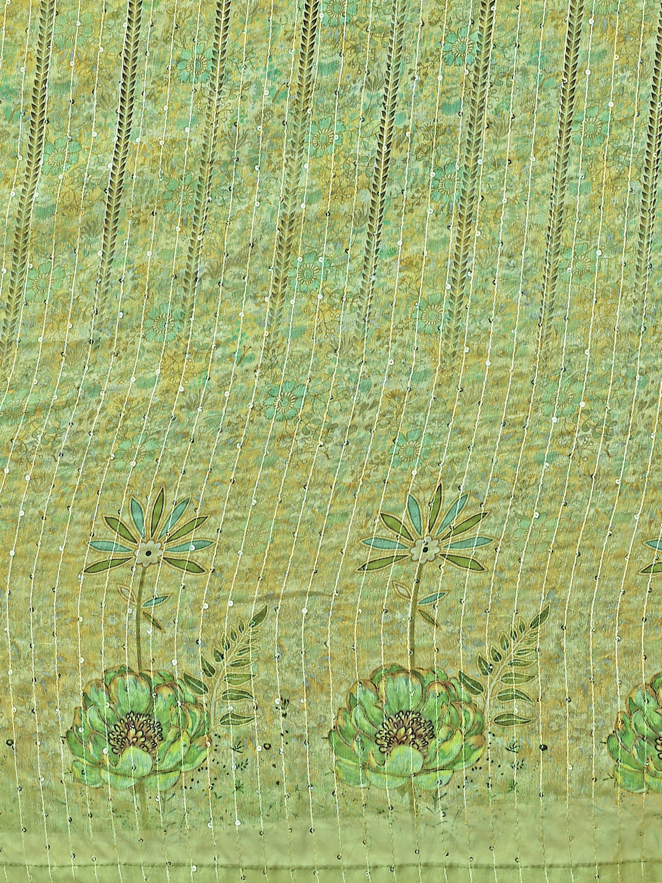 Light Green Printed Sequin Chiffon Lehenga Choli