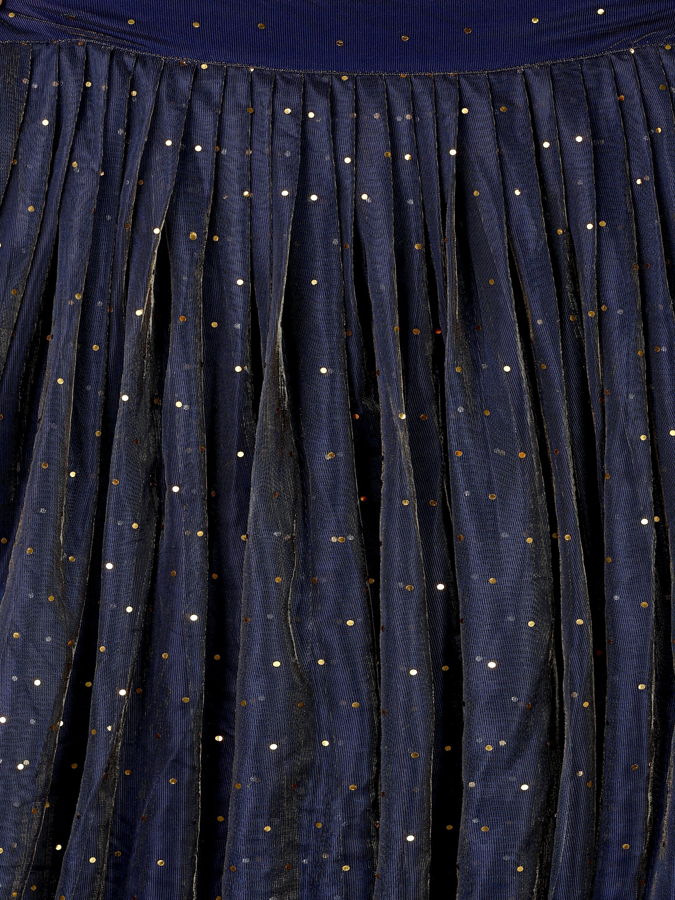 Navy Blue Sequin Starlit Lycra Lehenga Choli