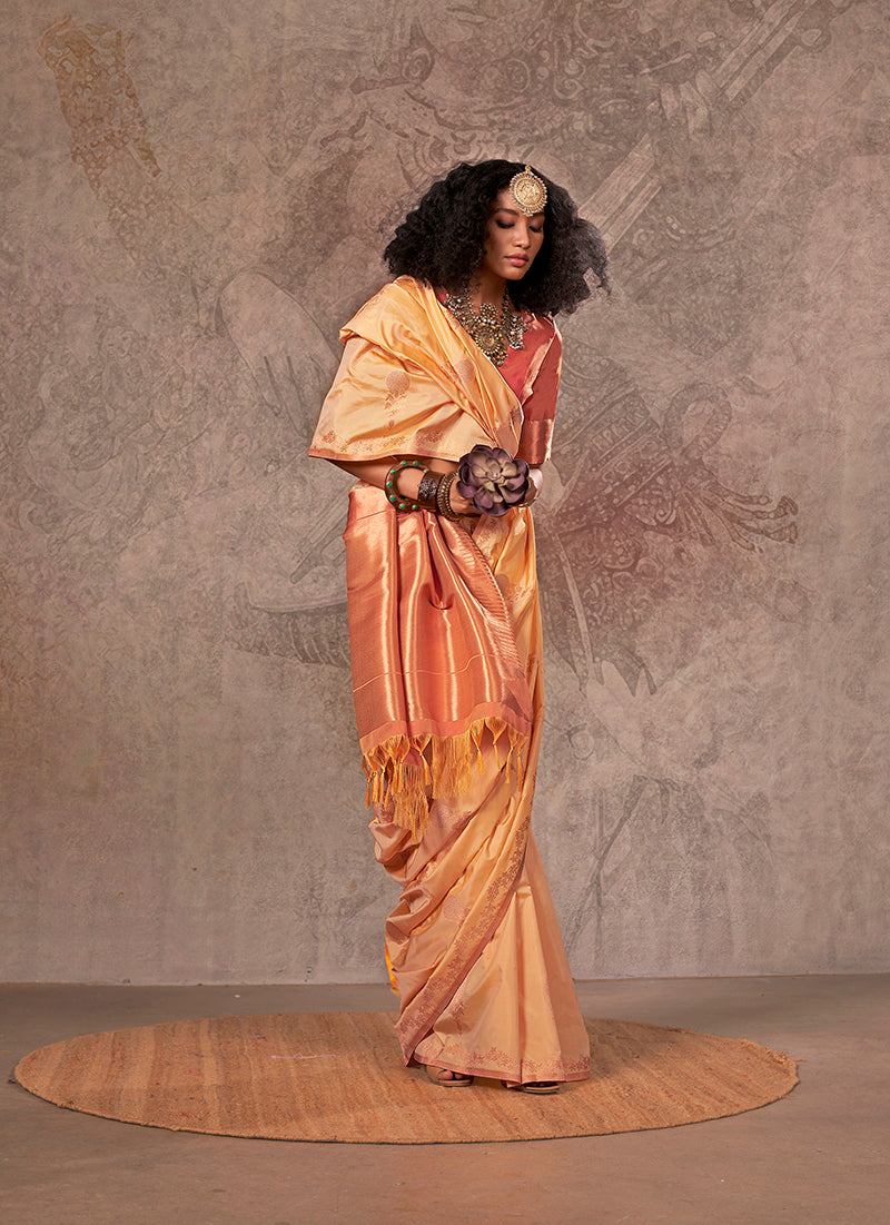 Cream Dual-Shade Silk Saree with Designer Contrast Pallu