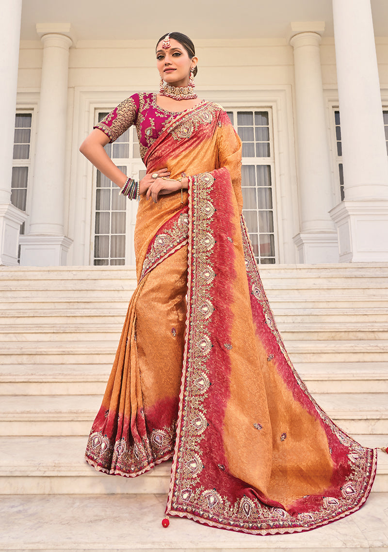  Crepe Jacquard Silk Cut-Dana & Thread Work Saree