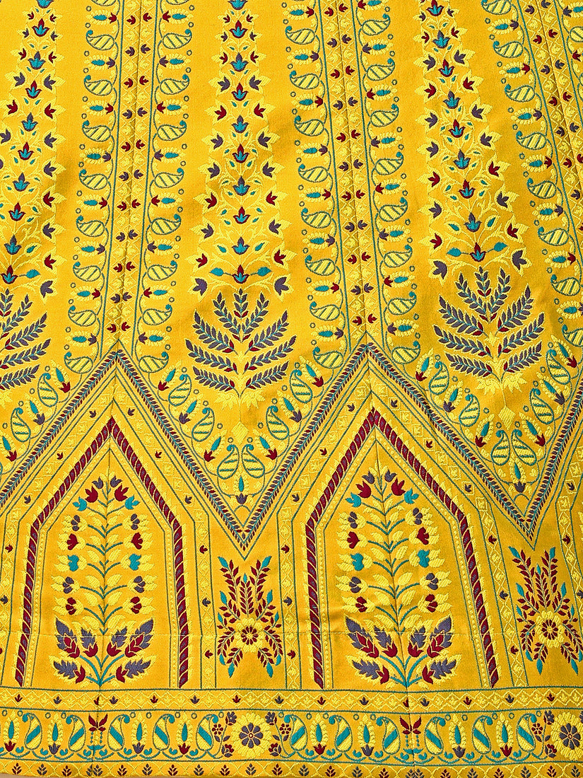 Mustard Kanjivaram Silk Weaving Zari Lehenga Choli