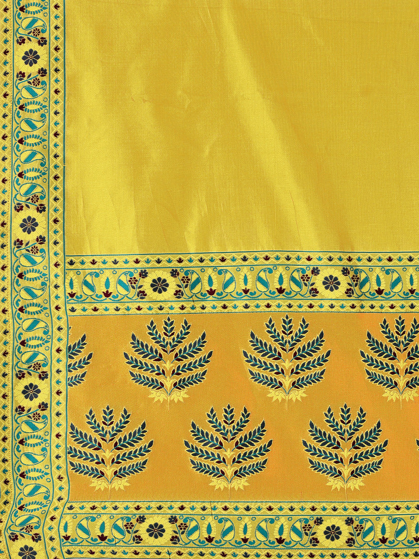 Mustard Kanjivaram Silk Weaving Zari Lehenga Choli