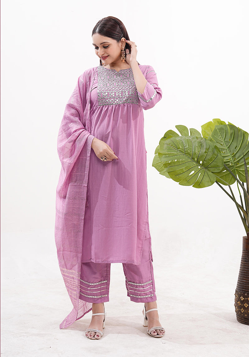 Silk Embroidered Work Pink Latest Readymade Salwar Suit