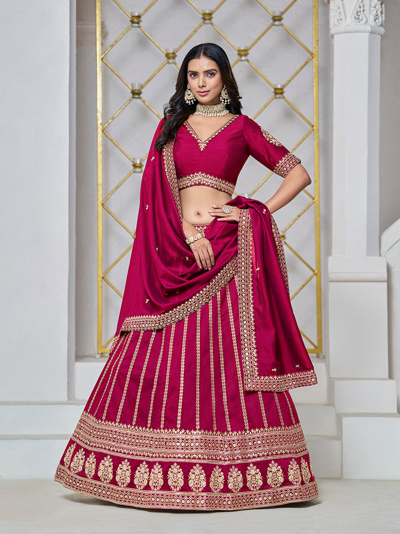Rani Pink Art Silk Embroidered Designer Lehenga Choli