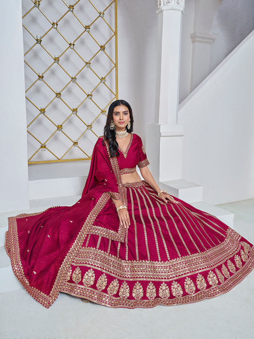 Rani Pink Art Silk Embroidered Designer Lehenga Choli