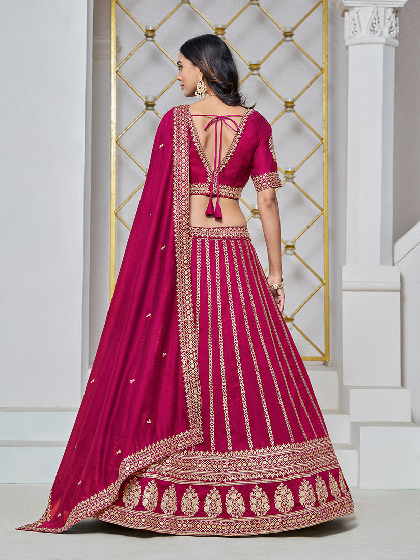 Rani Pink Art Silk Embroidered Designer Lehenga Choli