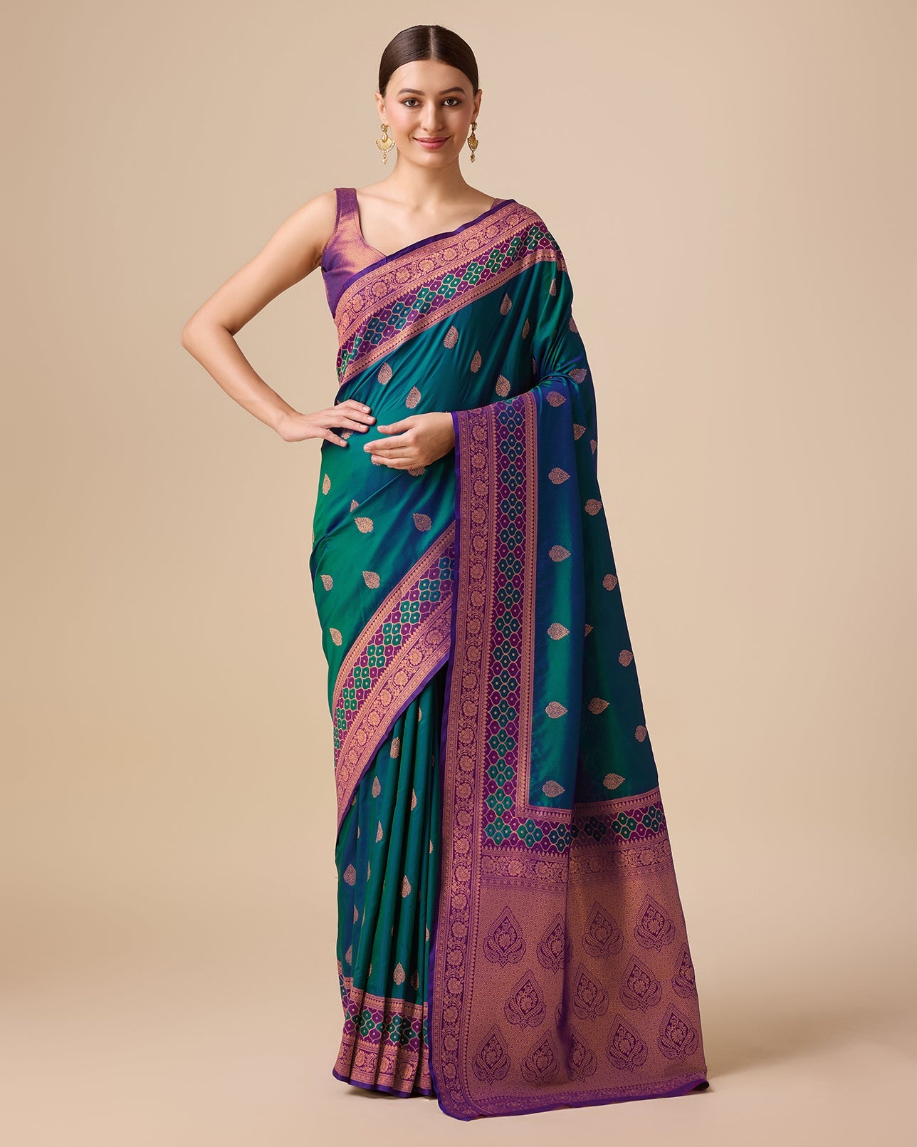 Rani Pink Banarasi silk Brocade Woven Saree - Monjolika Fashion