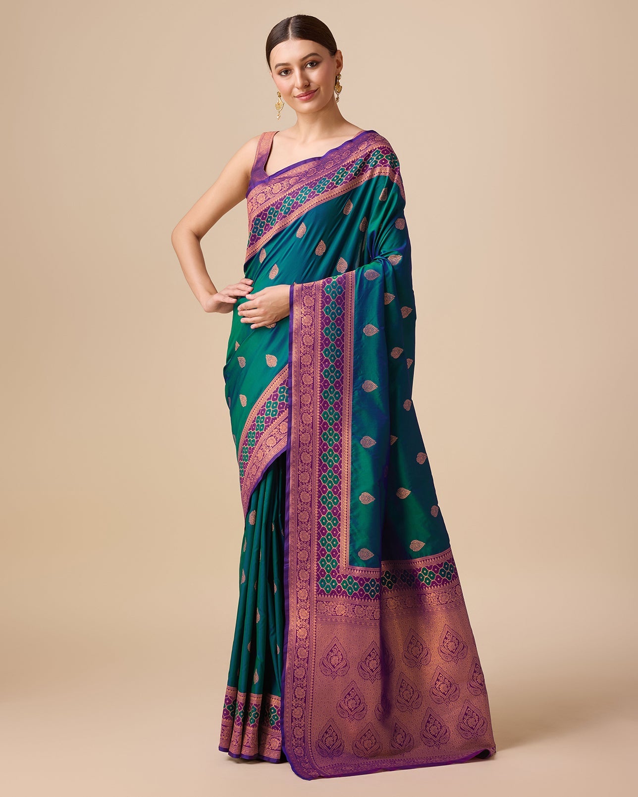 Rani Pink Banarasi silk Brocade Woven Saree - Monjolika Fashion