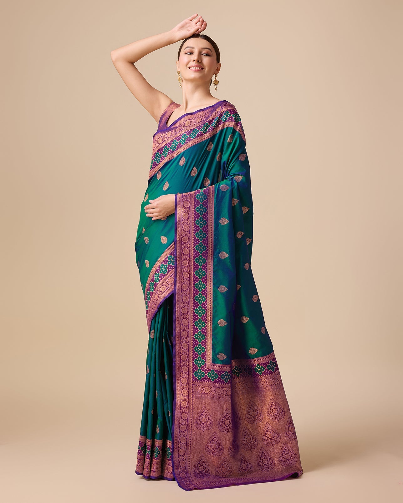 Rani Pink Banarasi silk Brocade Woven Saree - Monjolika Fashion