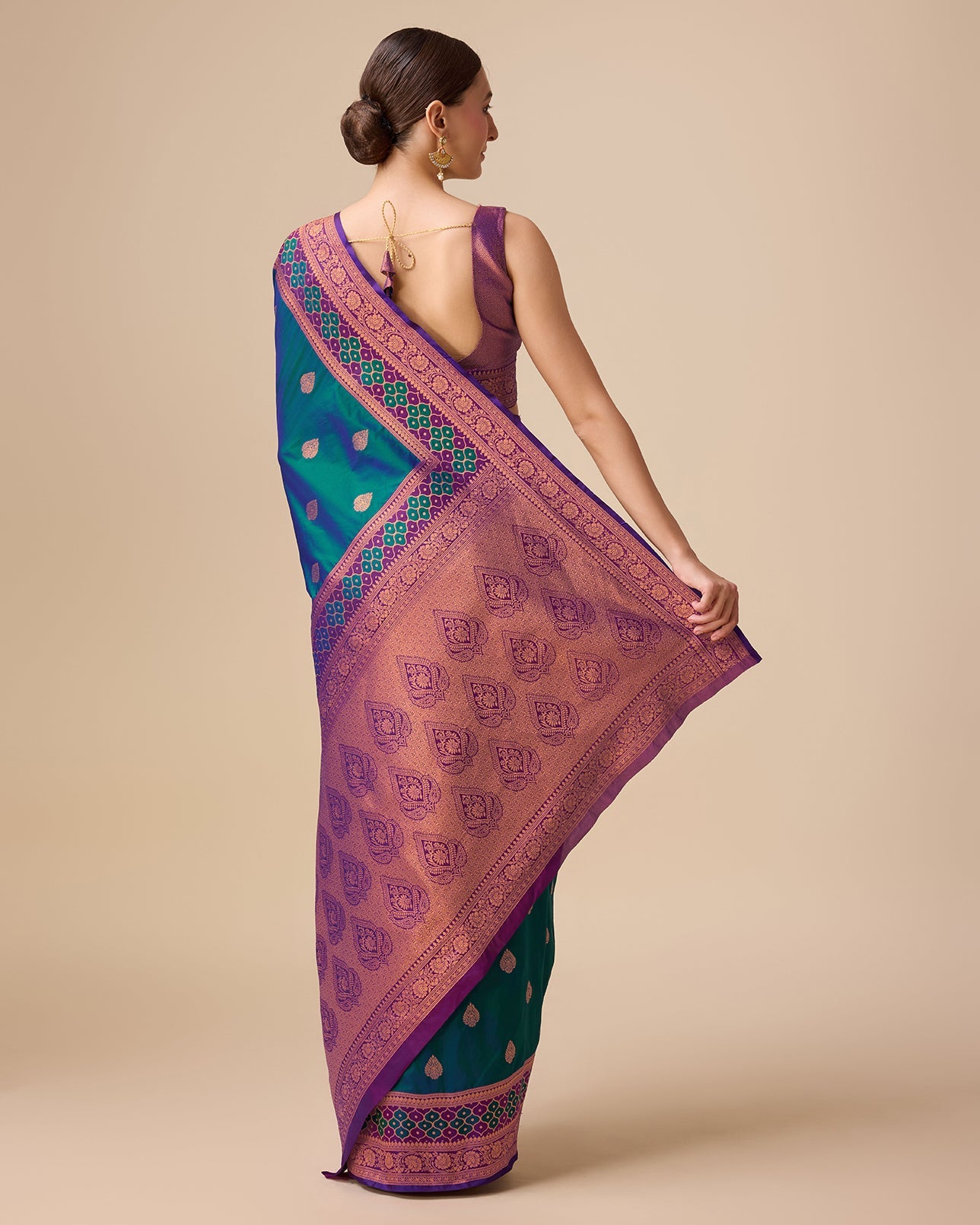 Rani Pink Banarasi silk Brocade Woven Saree - Monjolika Fashion