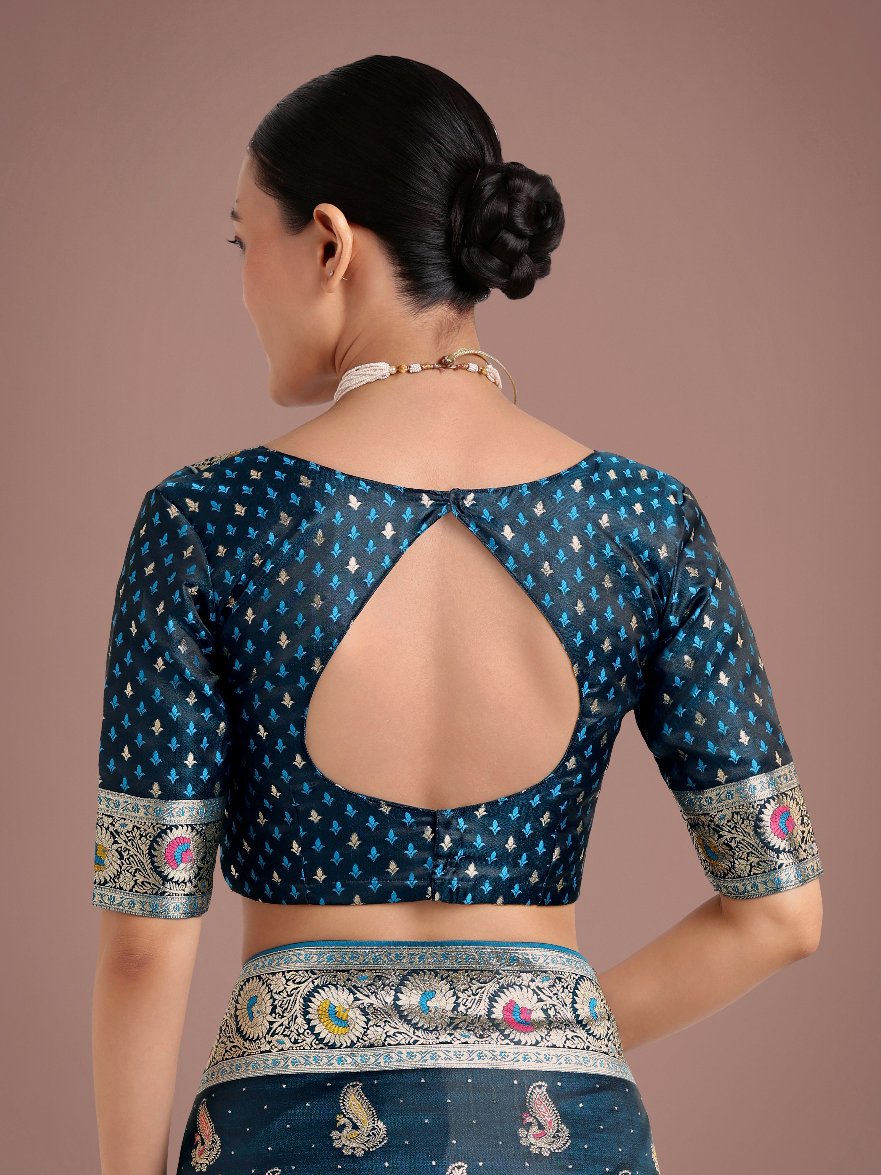 Teal Color Festival Wear Banarasi Satin Silk Designer Zari Weaving Saree