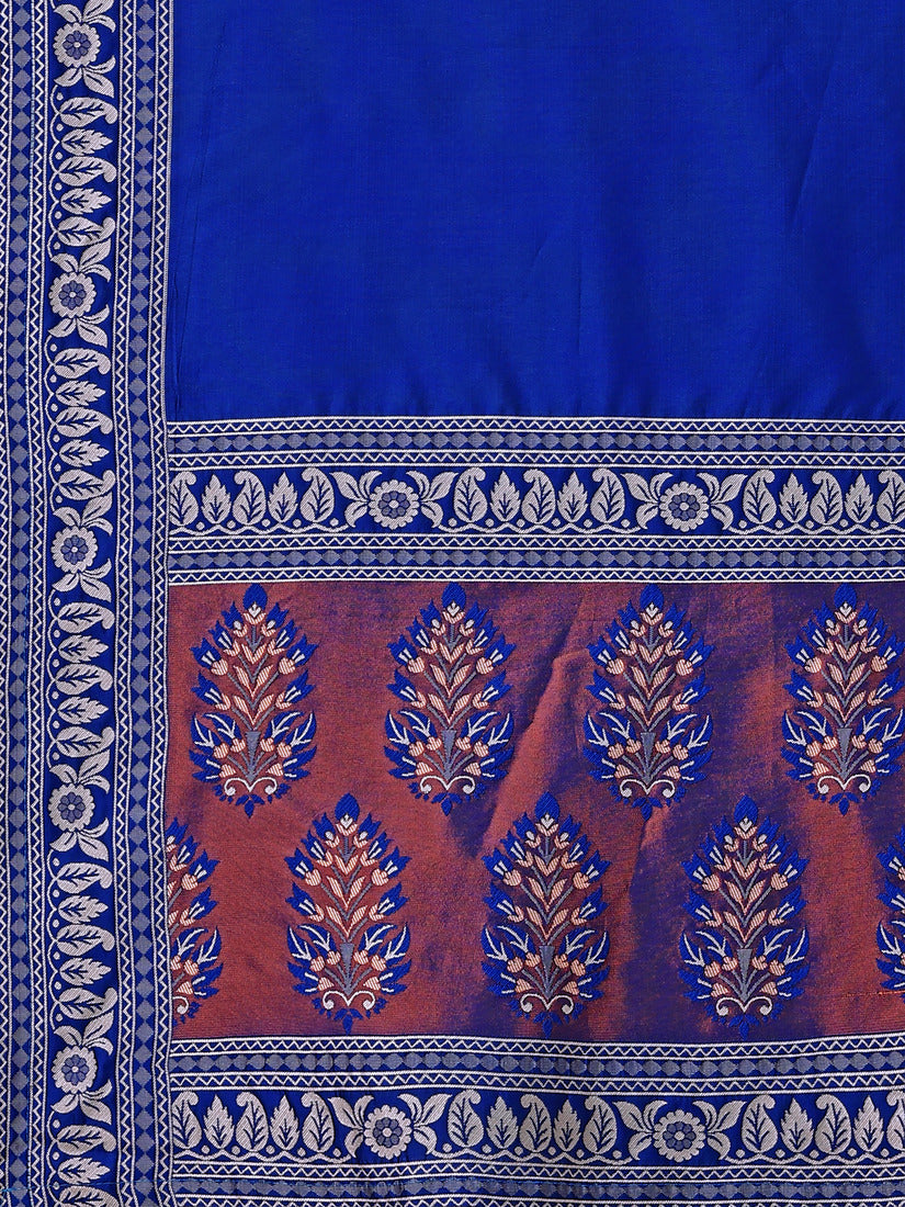 Royal Blue Kanjivaram Silk Weaving Zari Lehenga Choli