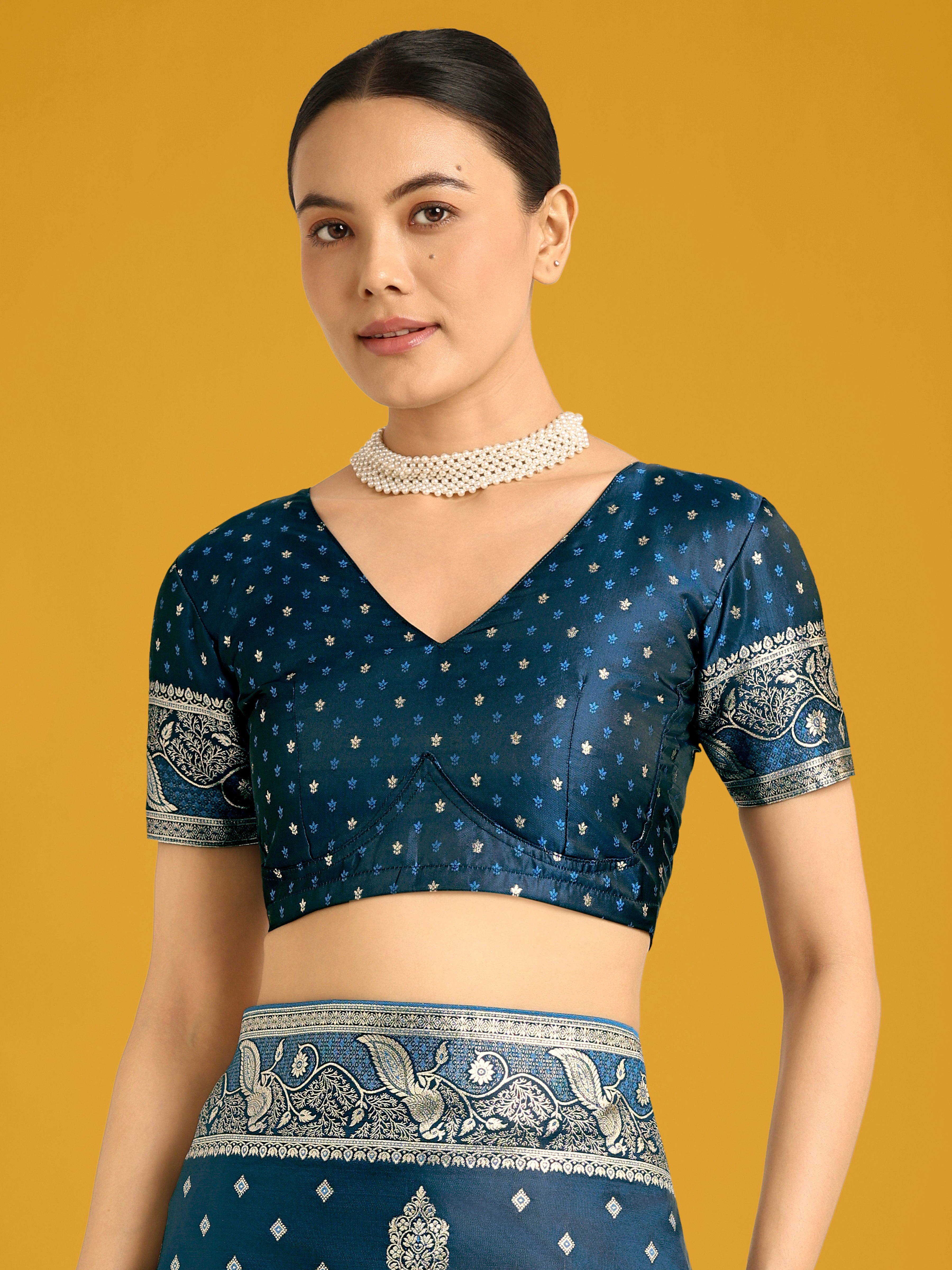Traditional Aqua blue Woven Banarasi Satin Silk Saree