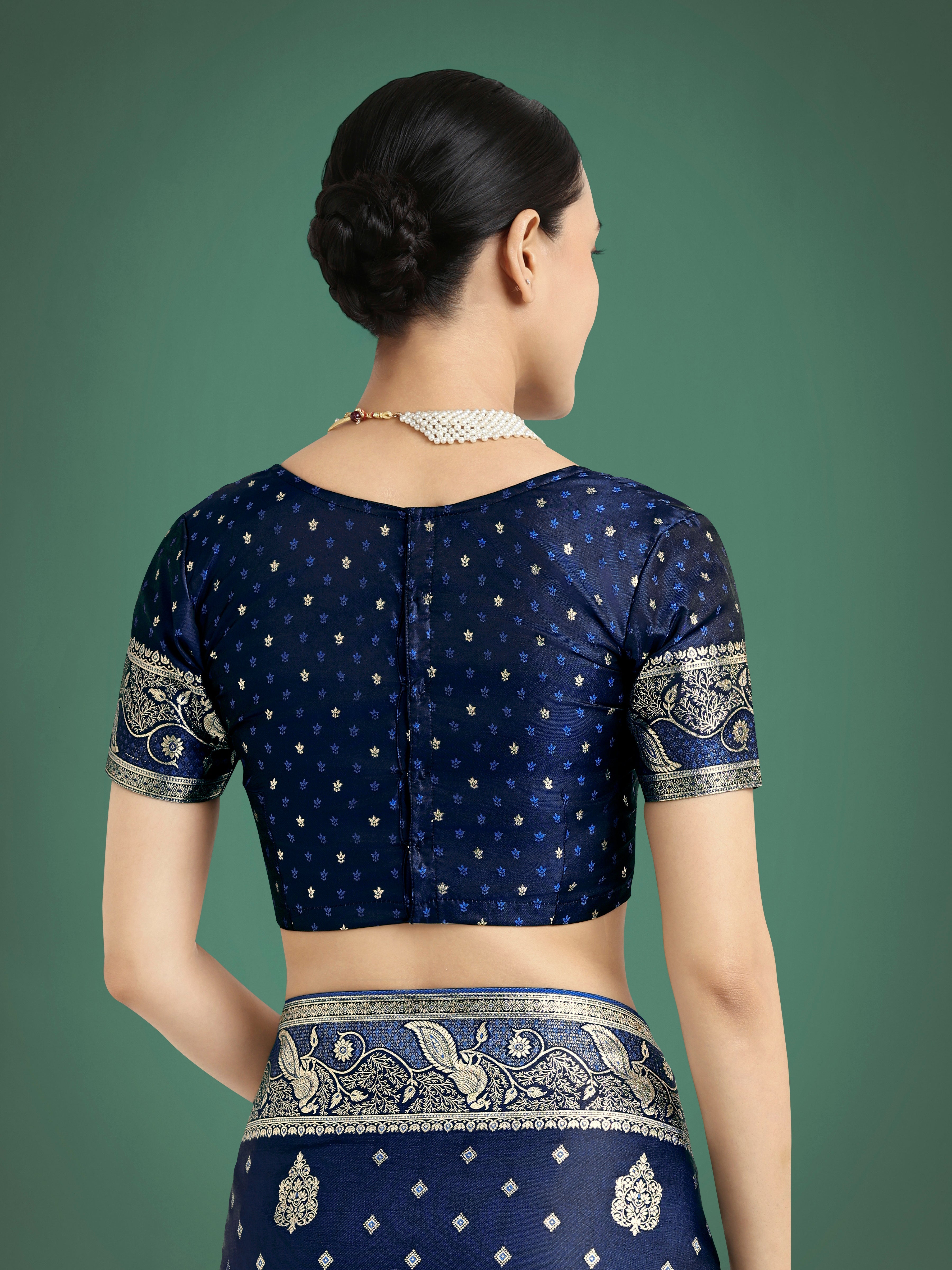 Traditional Blue Woven Banarasi Satin Silk Saree
