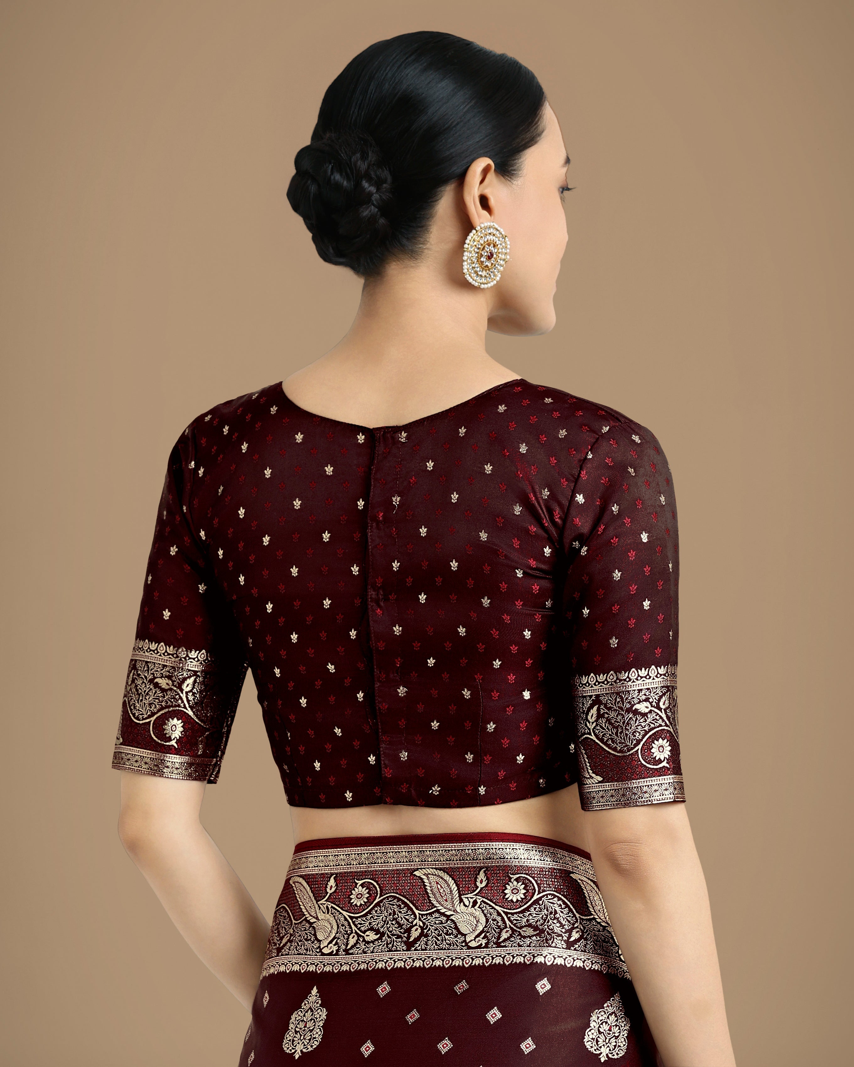 Traditional Maroon Woven Banarasi Satin Silk Saree