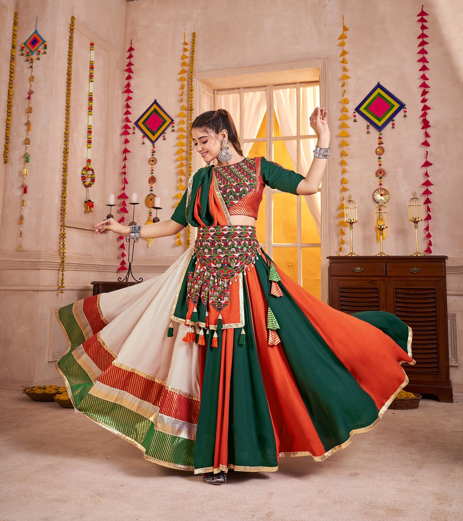 Traditional Style Colorful Viscose Cotton Chaniya choli Set For Navratri
