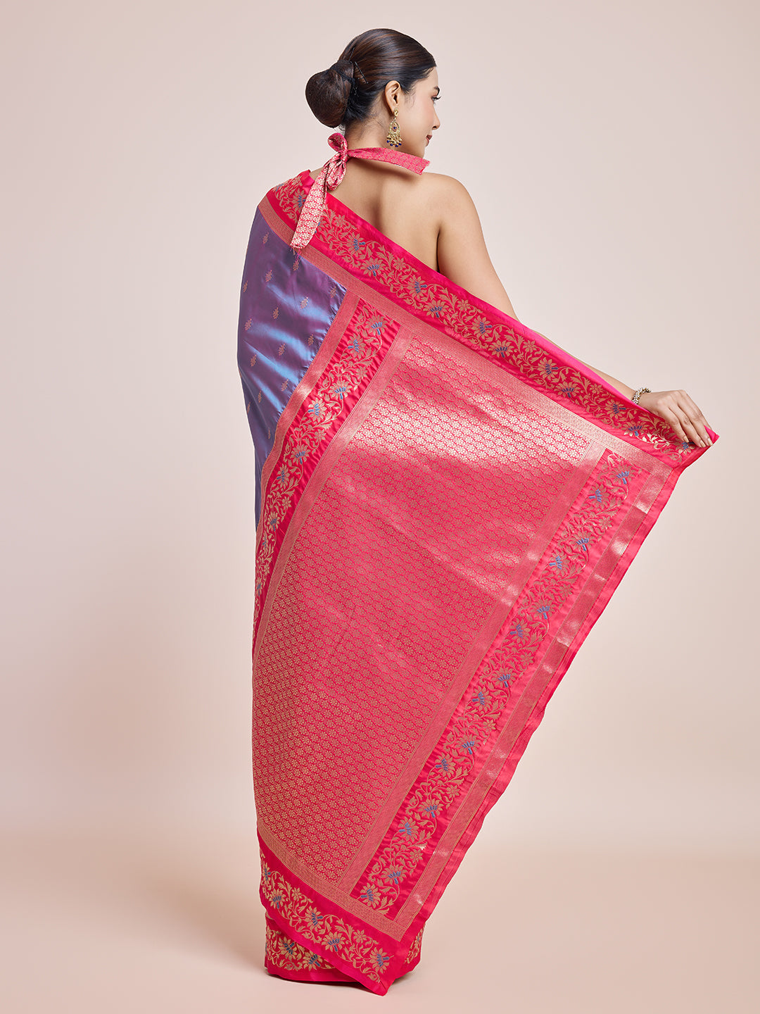 Cyan Banarasi Satin Silk Woven Classic Saree - Monjolika Fashion
