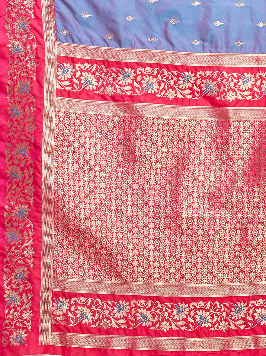 Cyan Banarasi Satin Silk Woven Classic Saree - Monjolika Fashion