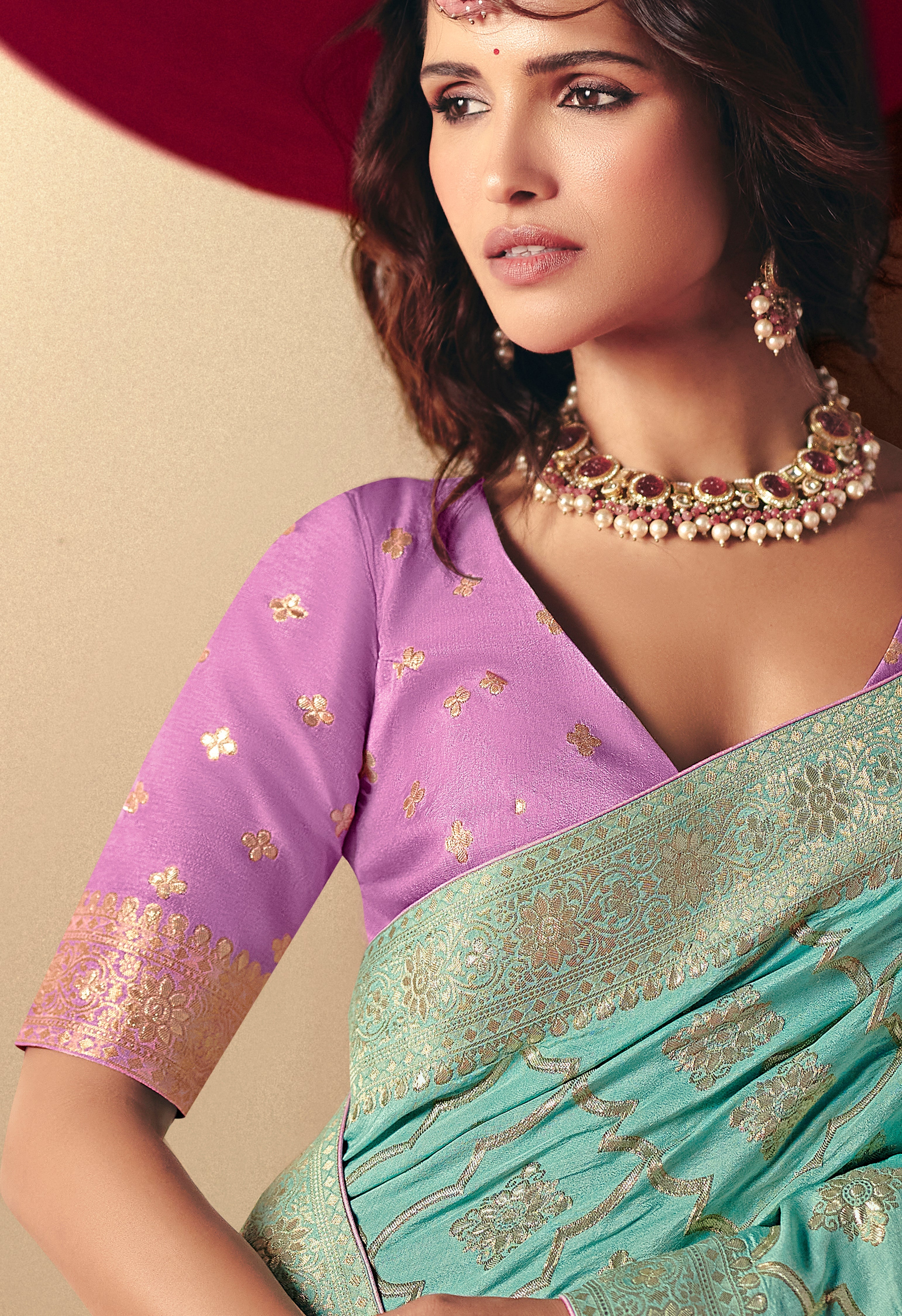 Viscose Silk Aqua blue Saree with Rich Zari Weaving & Designer Tassels