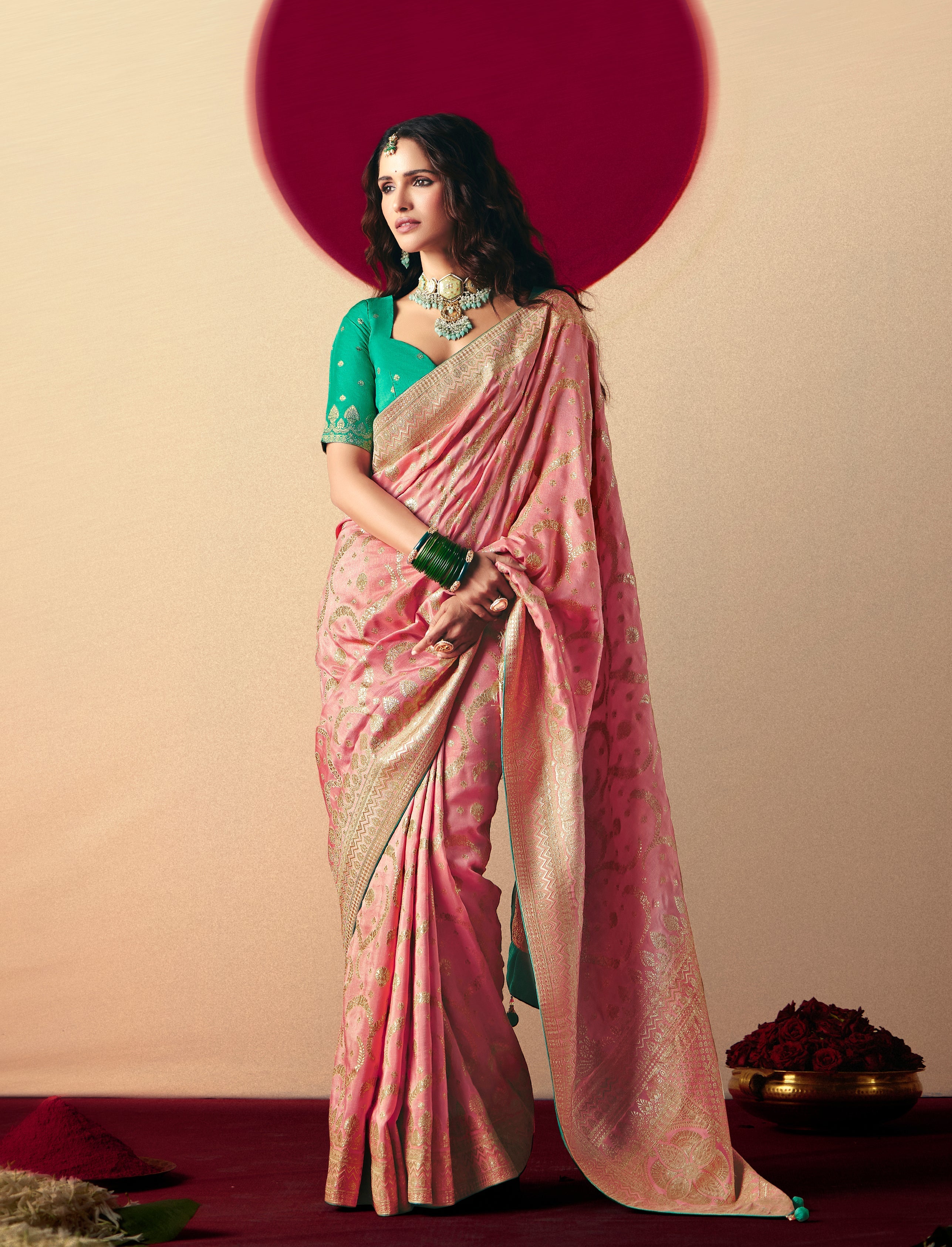 Viscose Silk Light Pink Saree with Rich Zari Weaving & Designer Tassels