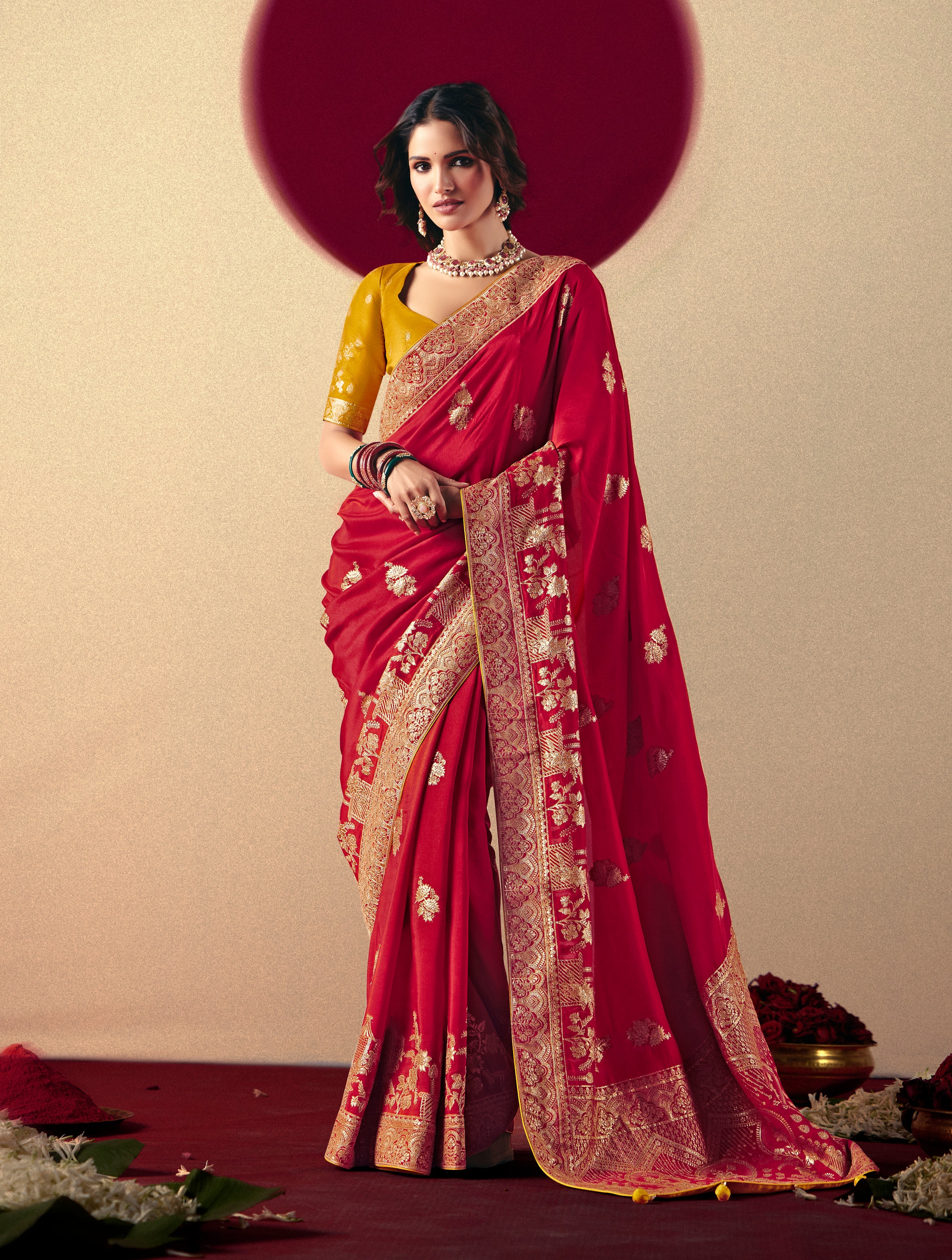 Viscose Silk Red Saree with Rich Zari Weaving & Designer Tassels