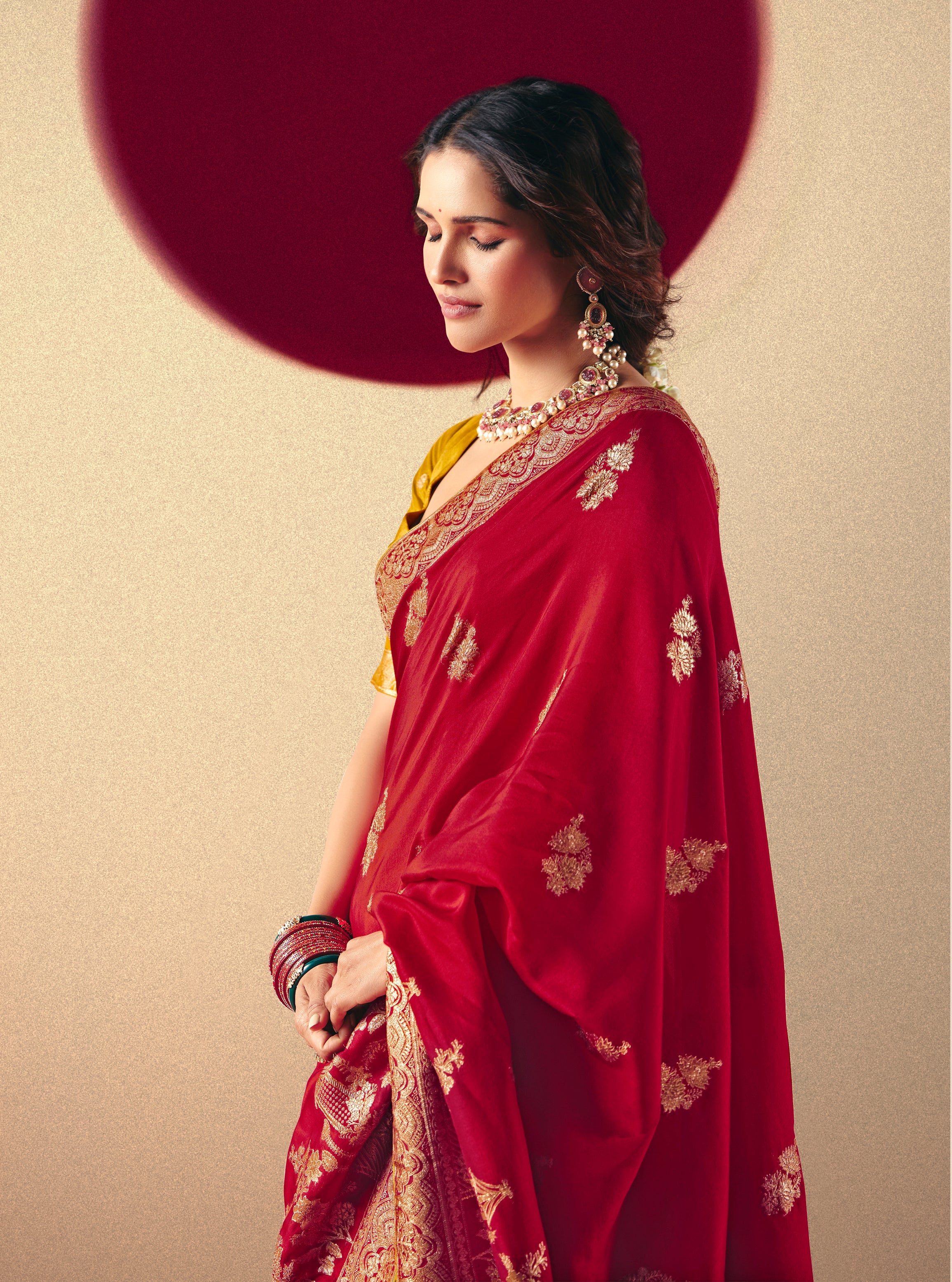 Viscose Silk Red Saree with Rich Zari Weaving & Designer Tassels