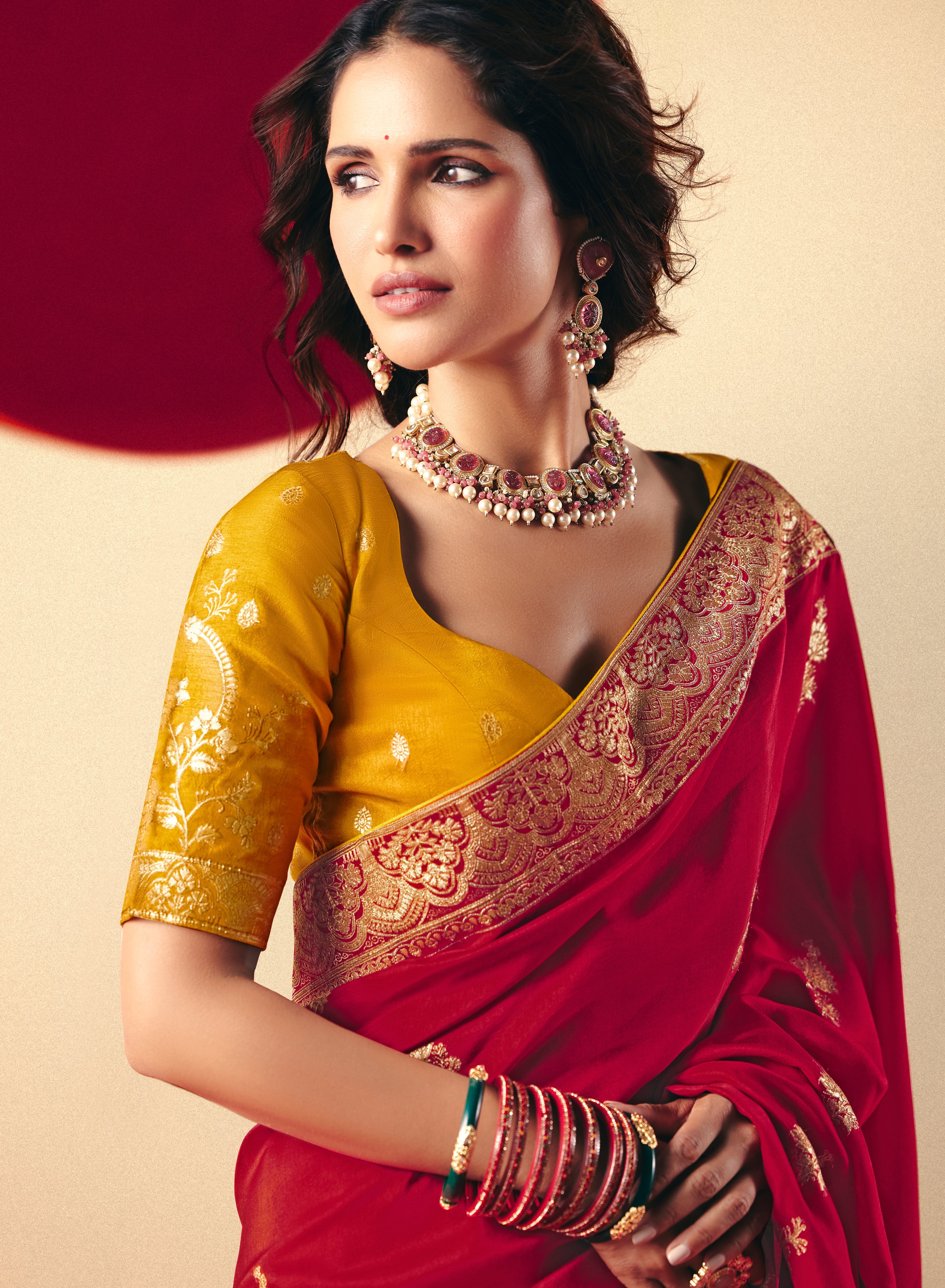 Viscose Silk Red Saree with Rich Zari Weaving & Designer Tassels