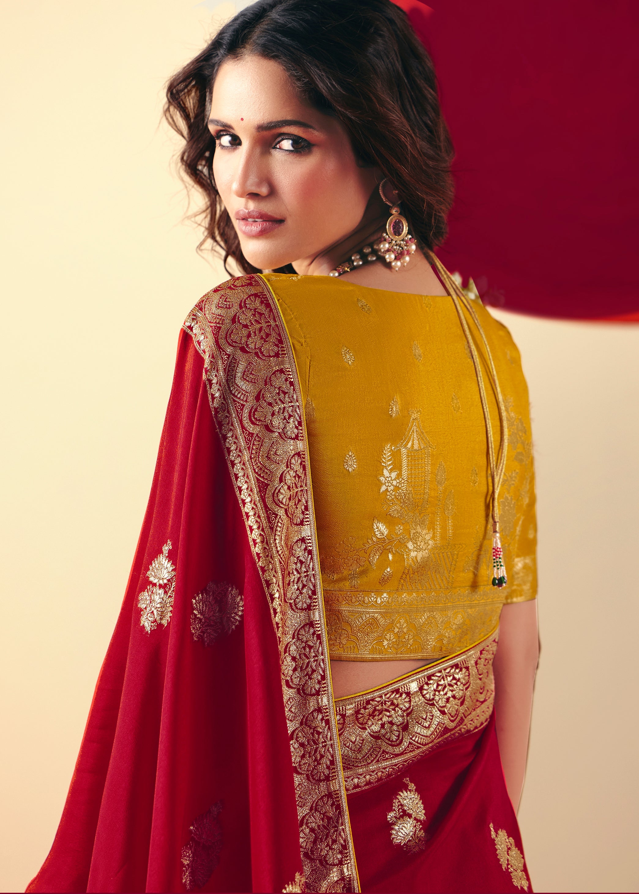 Viscose Silk Red Saree with Rich Zari Weaving & Designer Tassels