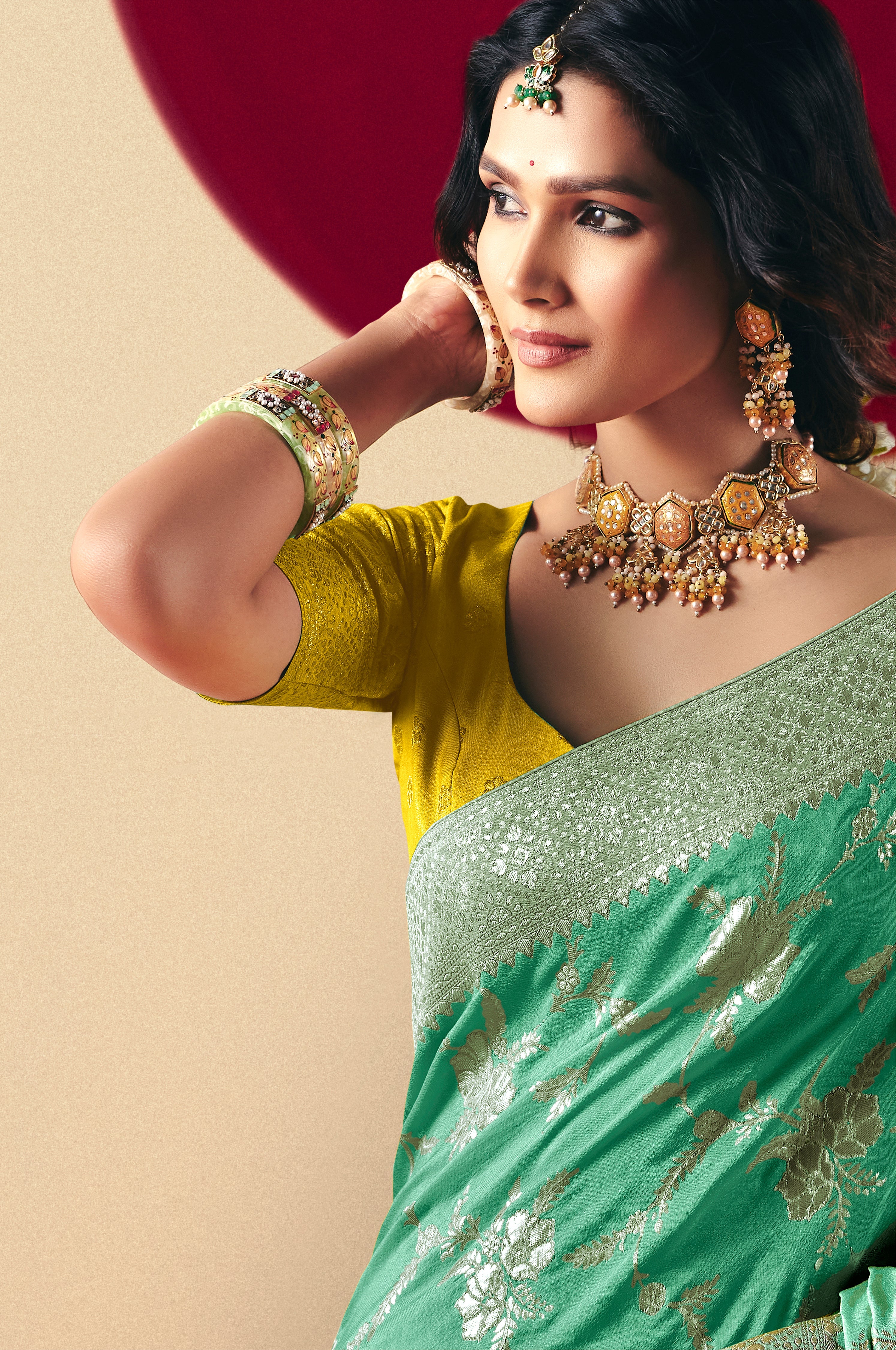 Viscose Silk Sea Green Saree with Rich Zari Weaving & Designer Tassels