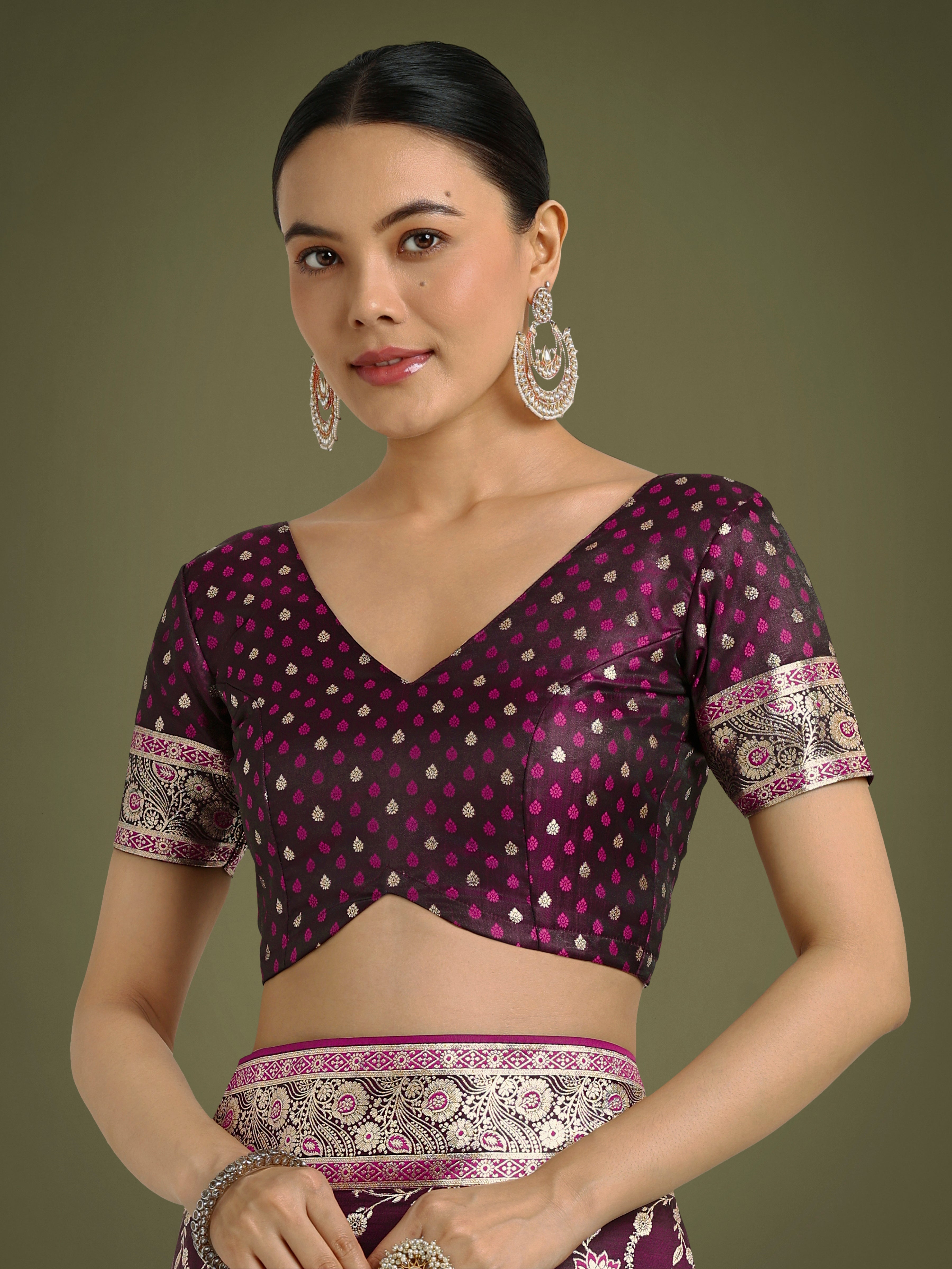 Wine Zari Woven Banarasi Classic Satin Silk Saree