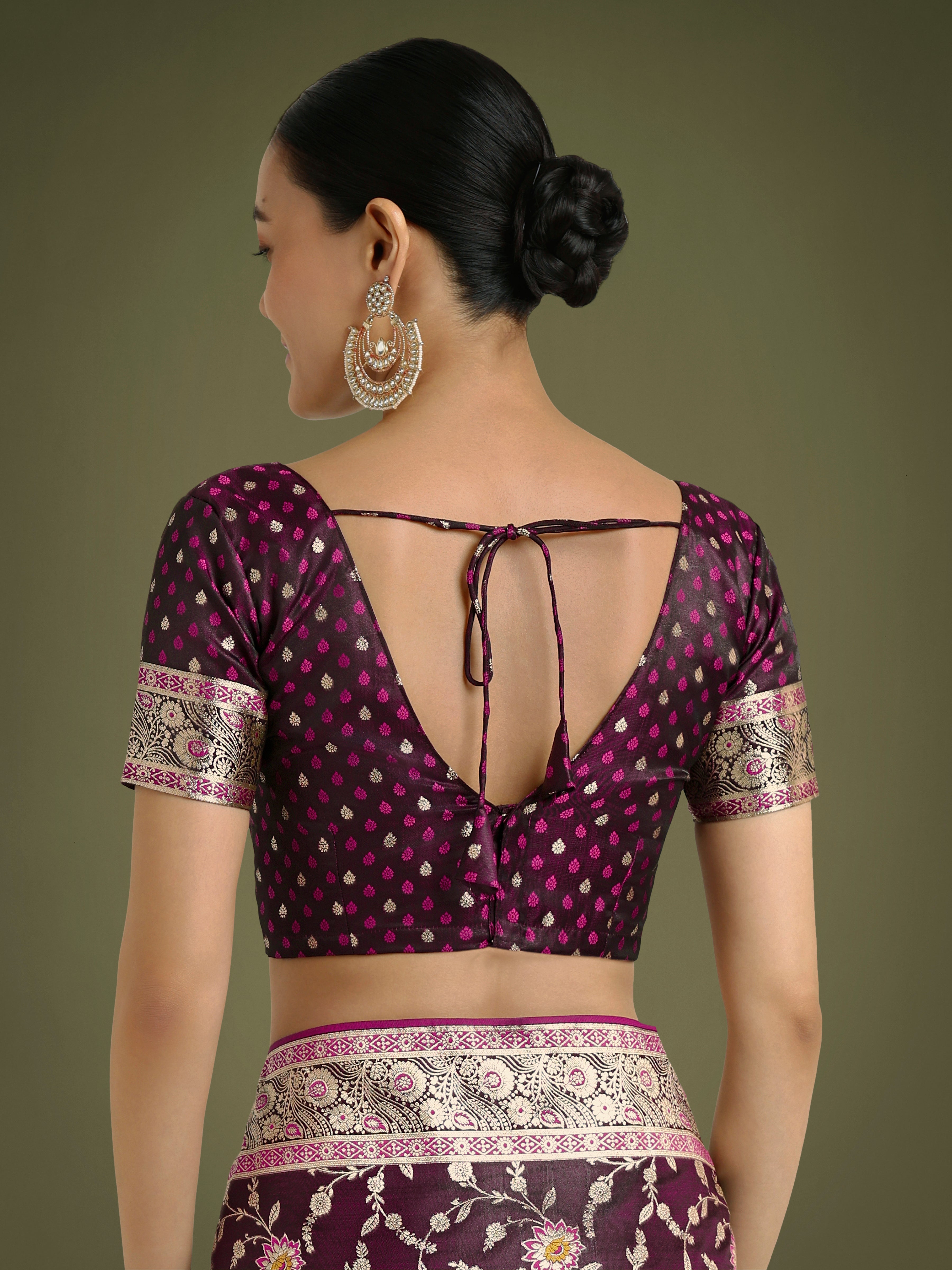 Wine Zari Woven Banarasi Classic Satin Silk Saree