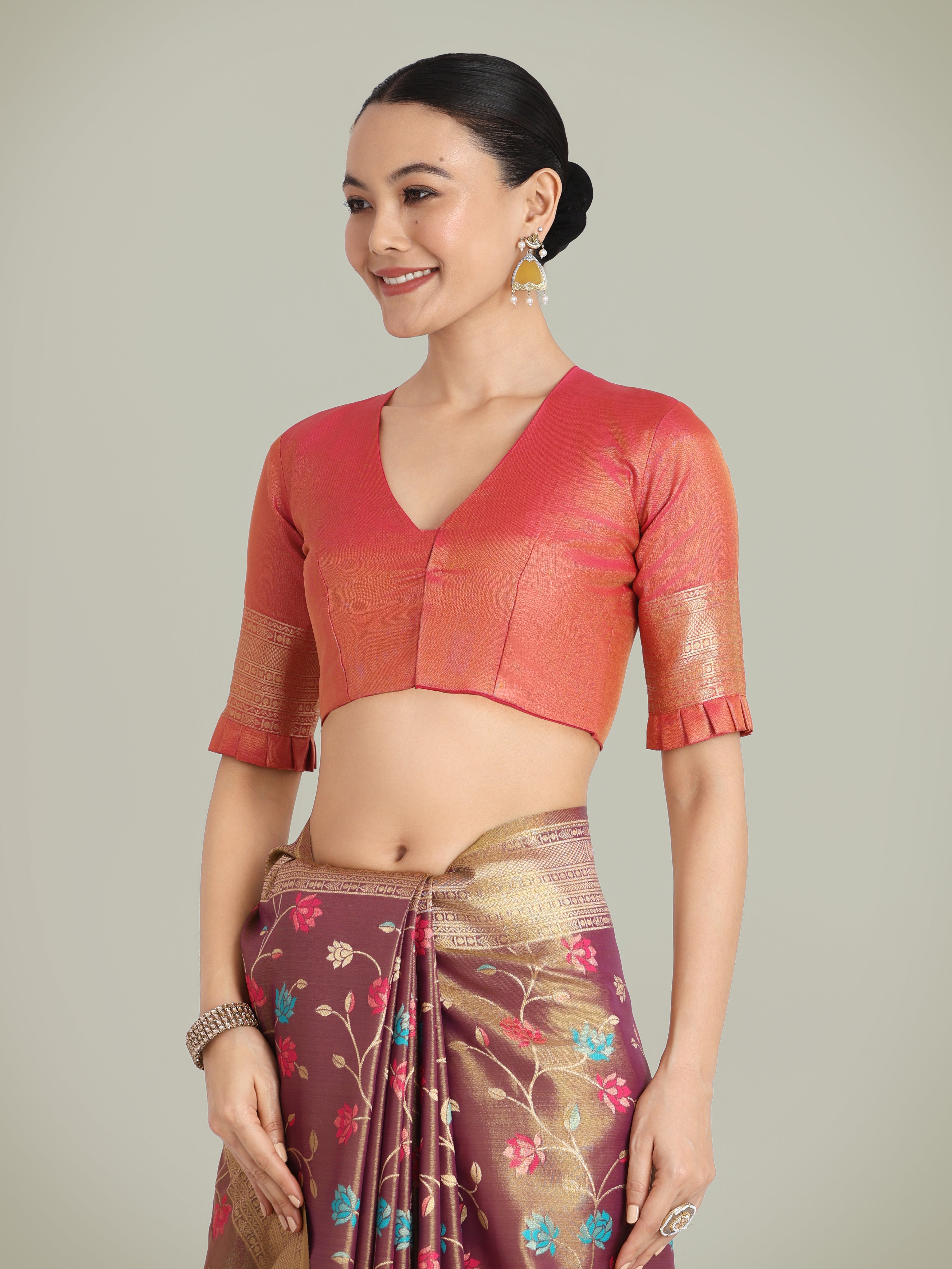 Light Brown Banarasi Tissue silk Exquisite Designs Saree