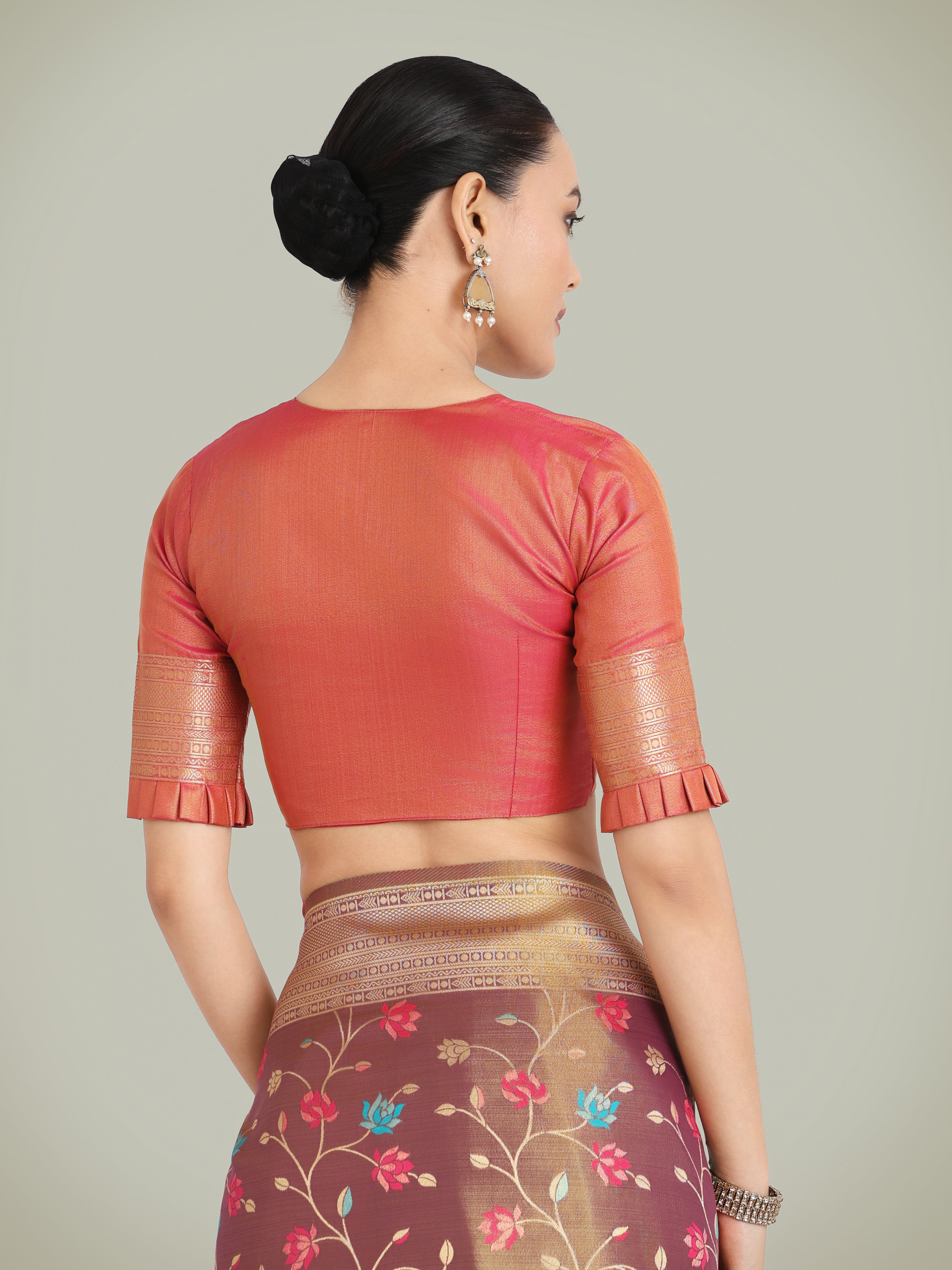 Light Brown Banarasi Tissue silk Exquisite Designs Saree