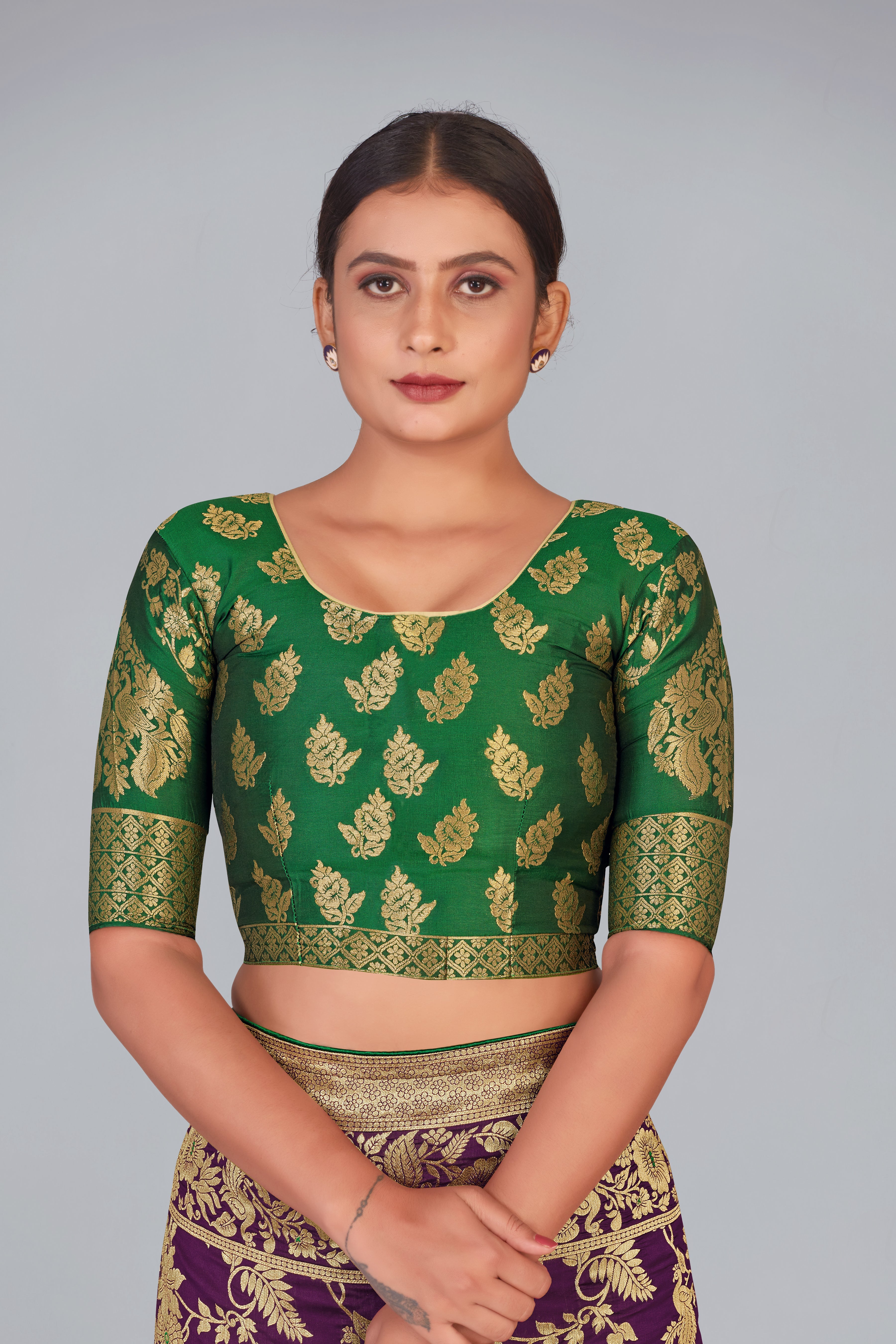 Purple Banarasi Silk Blend Zari Woven Festival Wear Saree