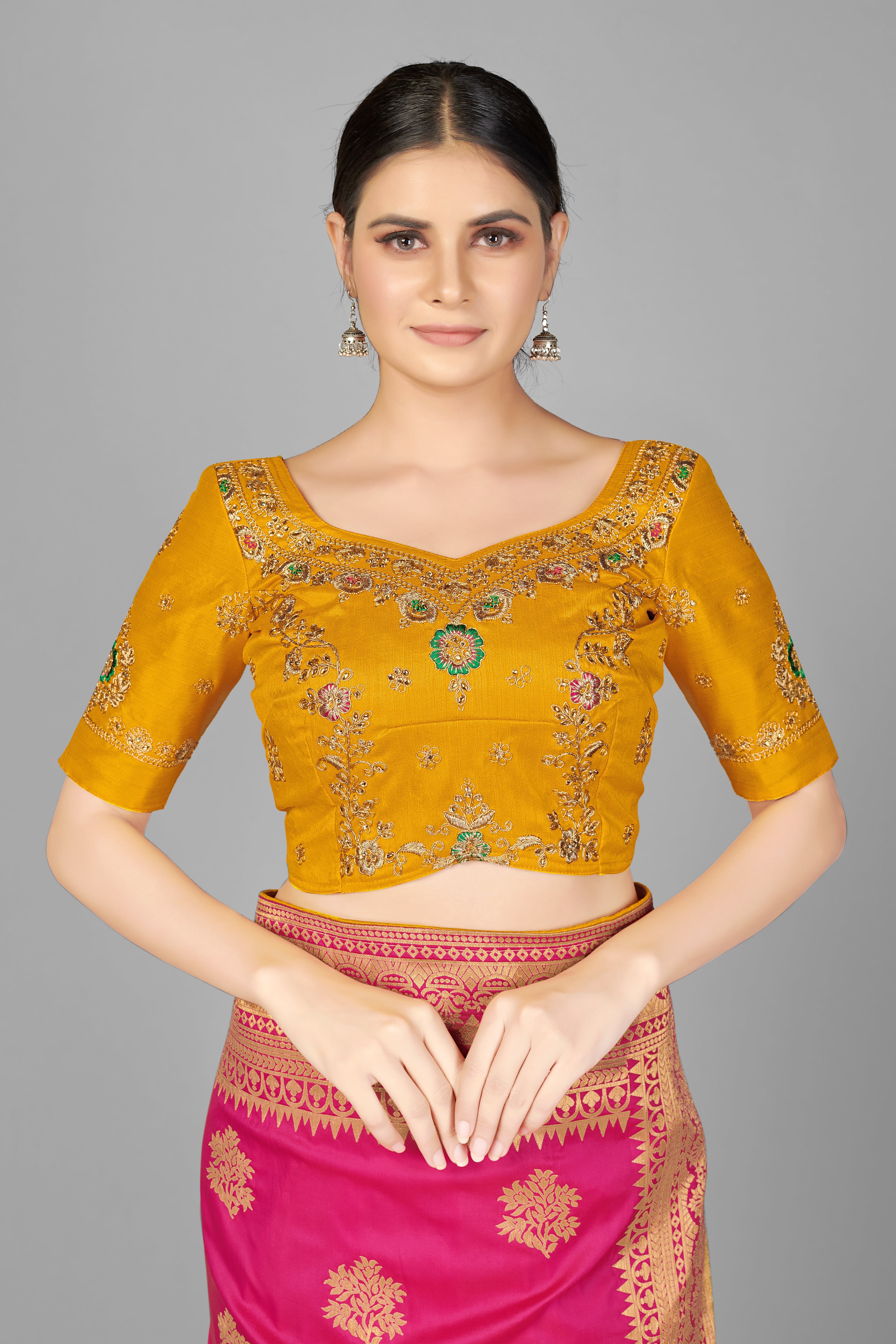 Rani Pink Banarasi Silk Zari Woven Elegant Saree