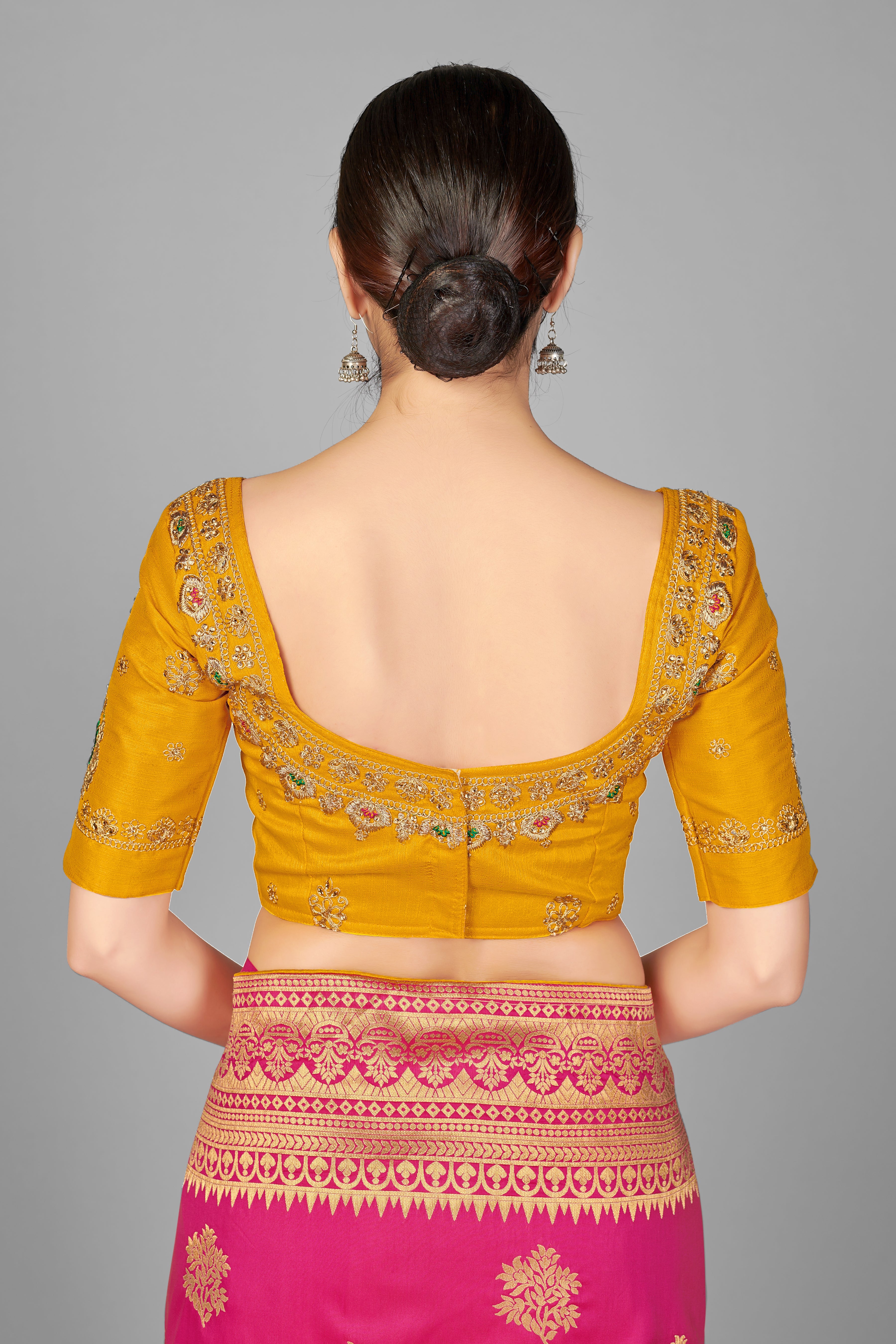 Rani Pink Banarasi Silk Zari Woven Elegant Saree