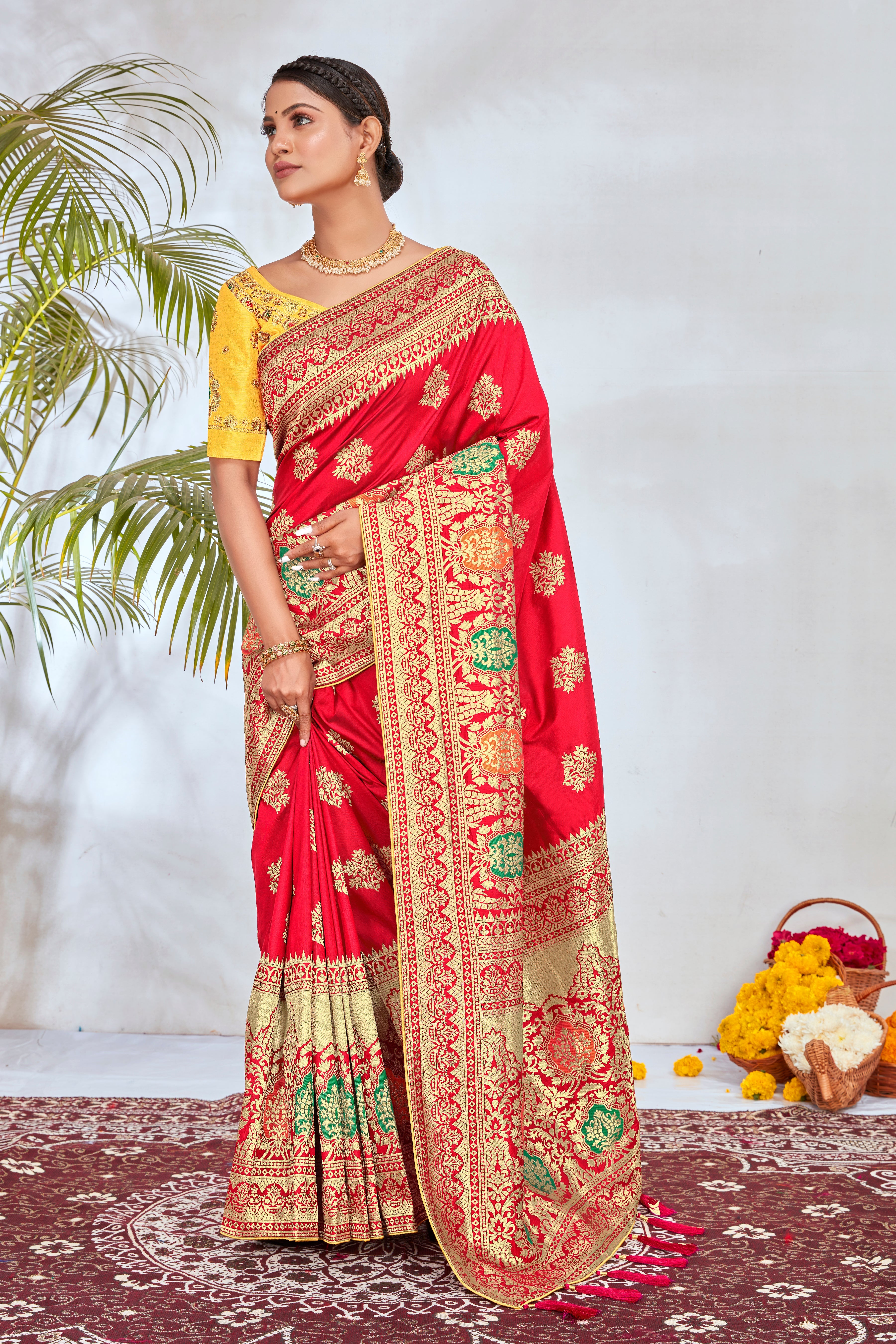 Red Banarasi Silk Woven Work Pretty Saree